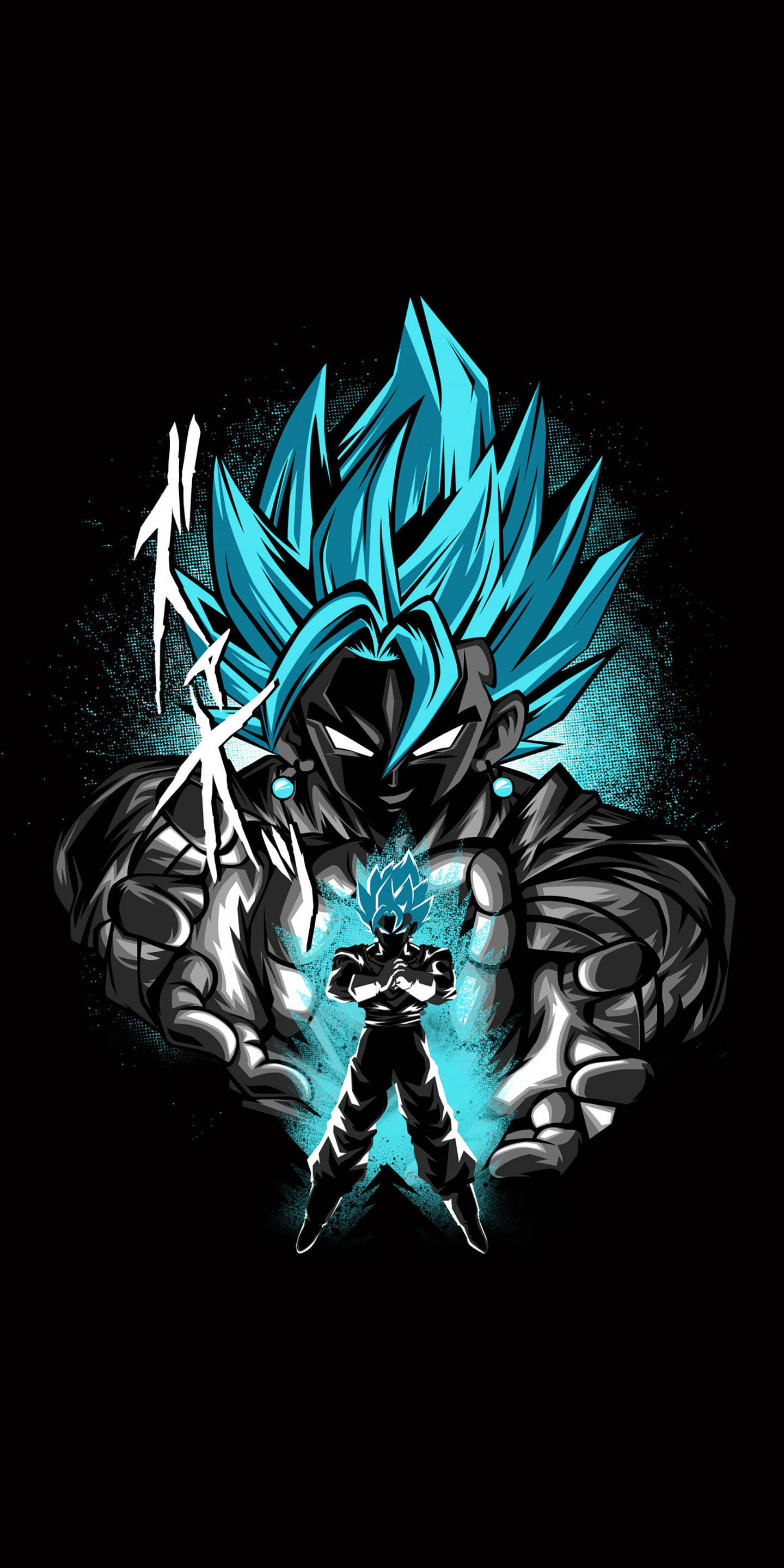 Picha ya Wasifu ya Goku Black yenye Mwanga wa Bluu Picha ya Ukuta
