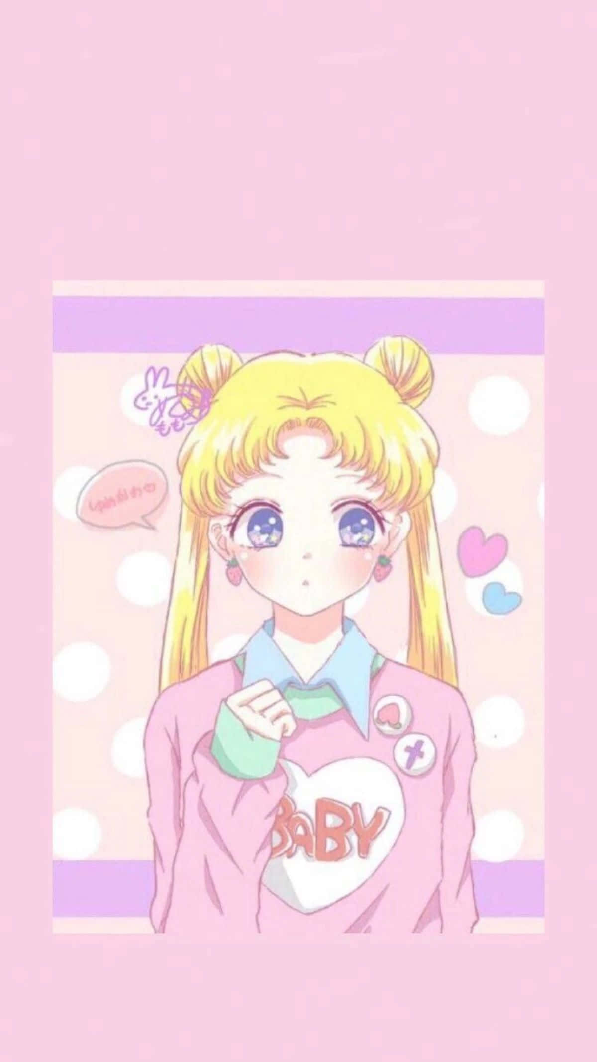 Picha ya Wasifu ya Sailor Moon ya Rangi ya Waridi Pasteli Picha ya Ukuta