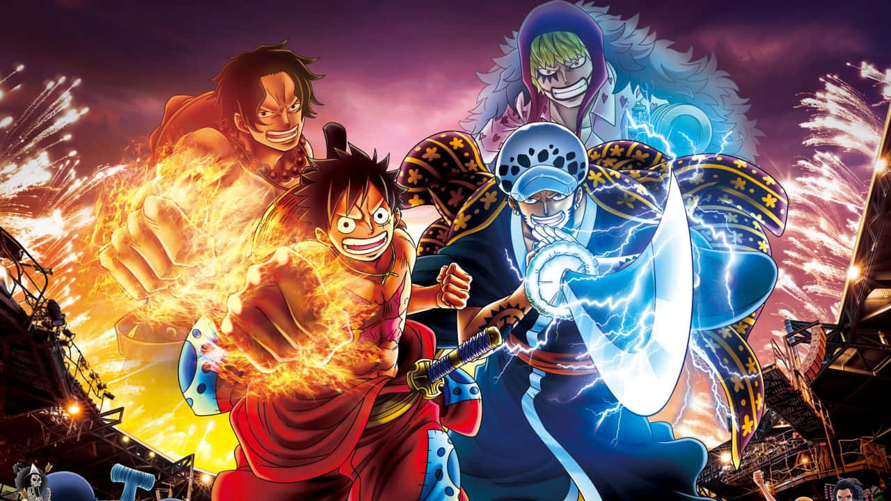 Picha ya Watu wa One Piece Katika Hali ya Vita Picha ya Ukuta
