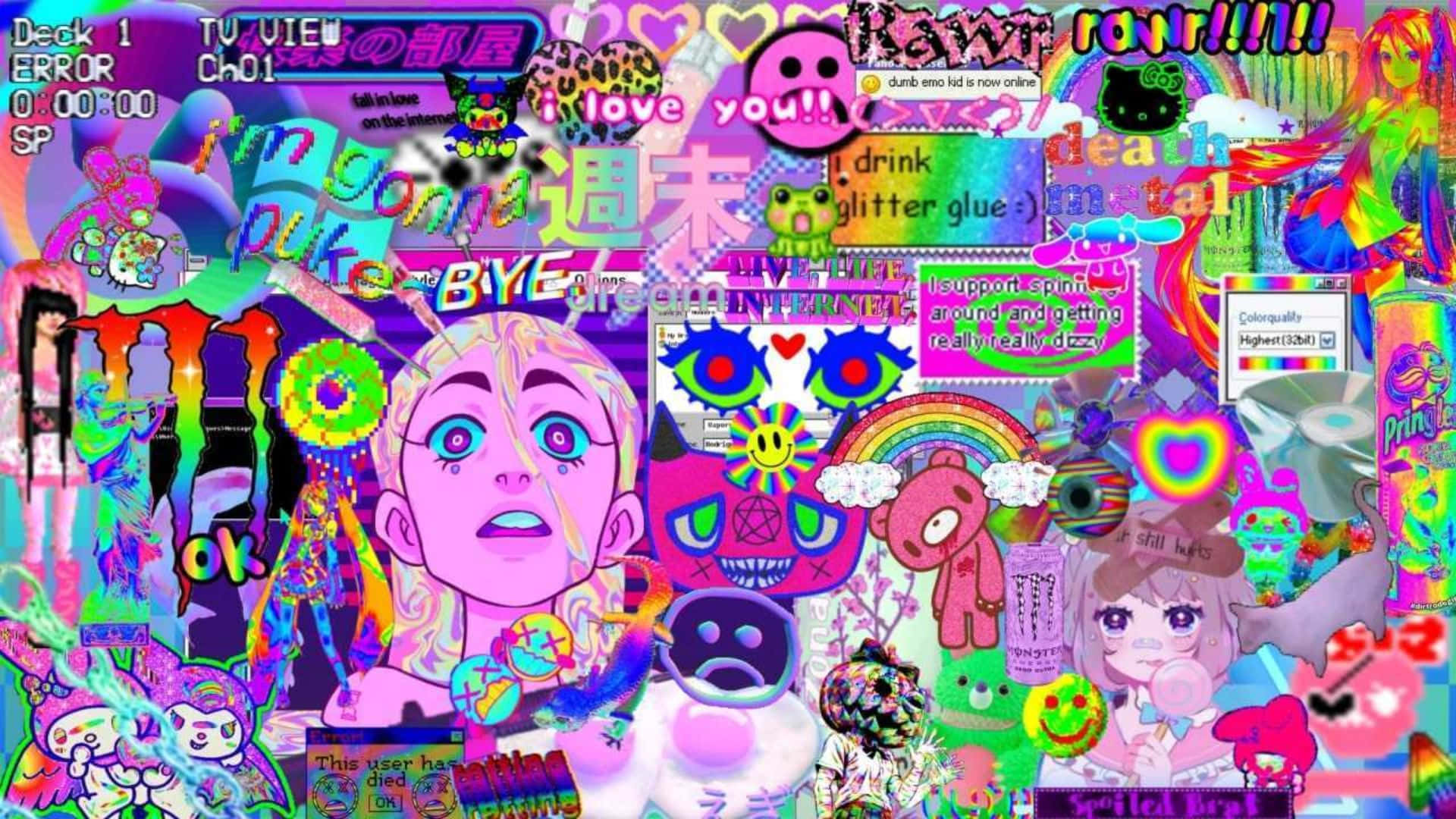 Picha ya Weirdcore ya Kauli Mbiu na Nembo Picha ya Ukuta