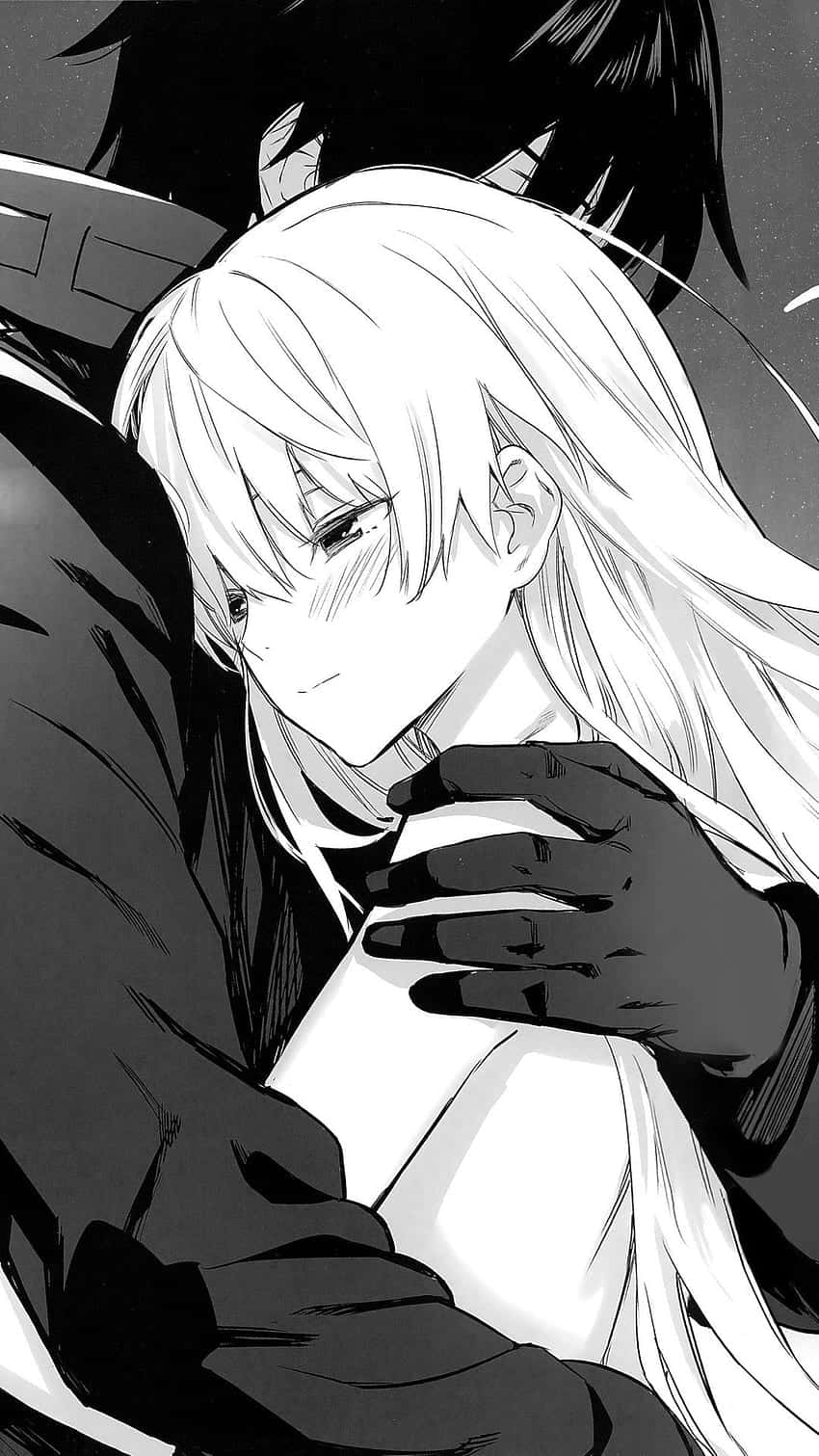 Picha za Anime Nyeusi Za Wapenzi Wakumbatiana Picha ya Ukuta