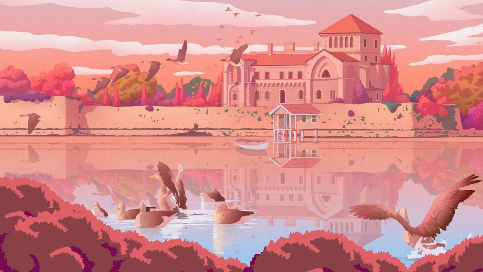 Picha za Anime Pink Aesthetic Picha ya Ukuta