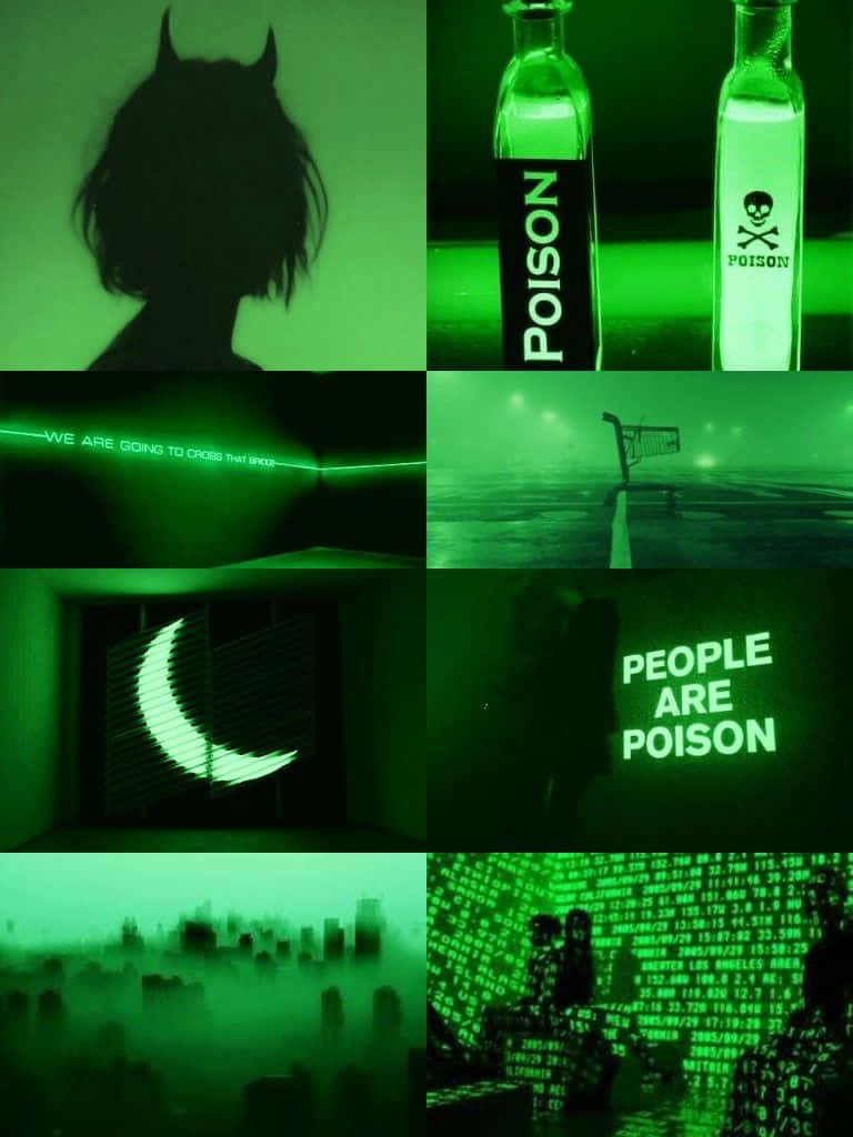 Picha za Collage za Kijani za Neon za Aesthetic Picha ya Ukuta
