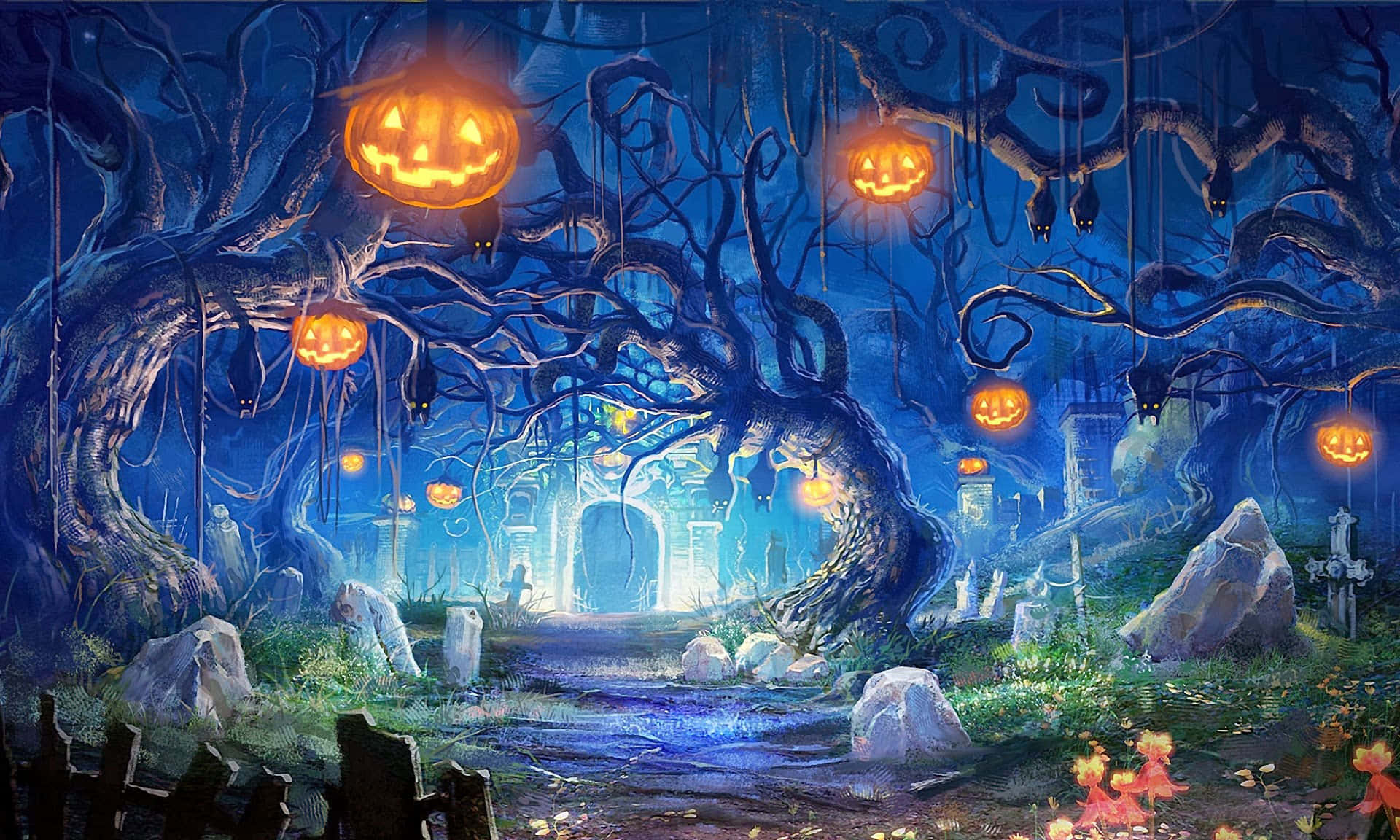 Picha za Halloween za kushtusha Picha ya Ukuta