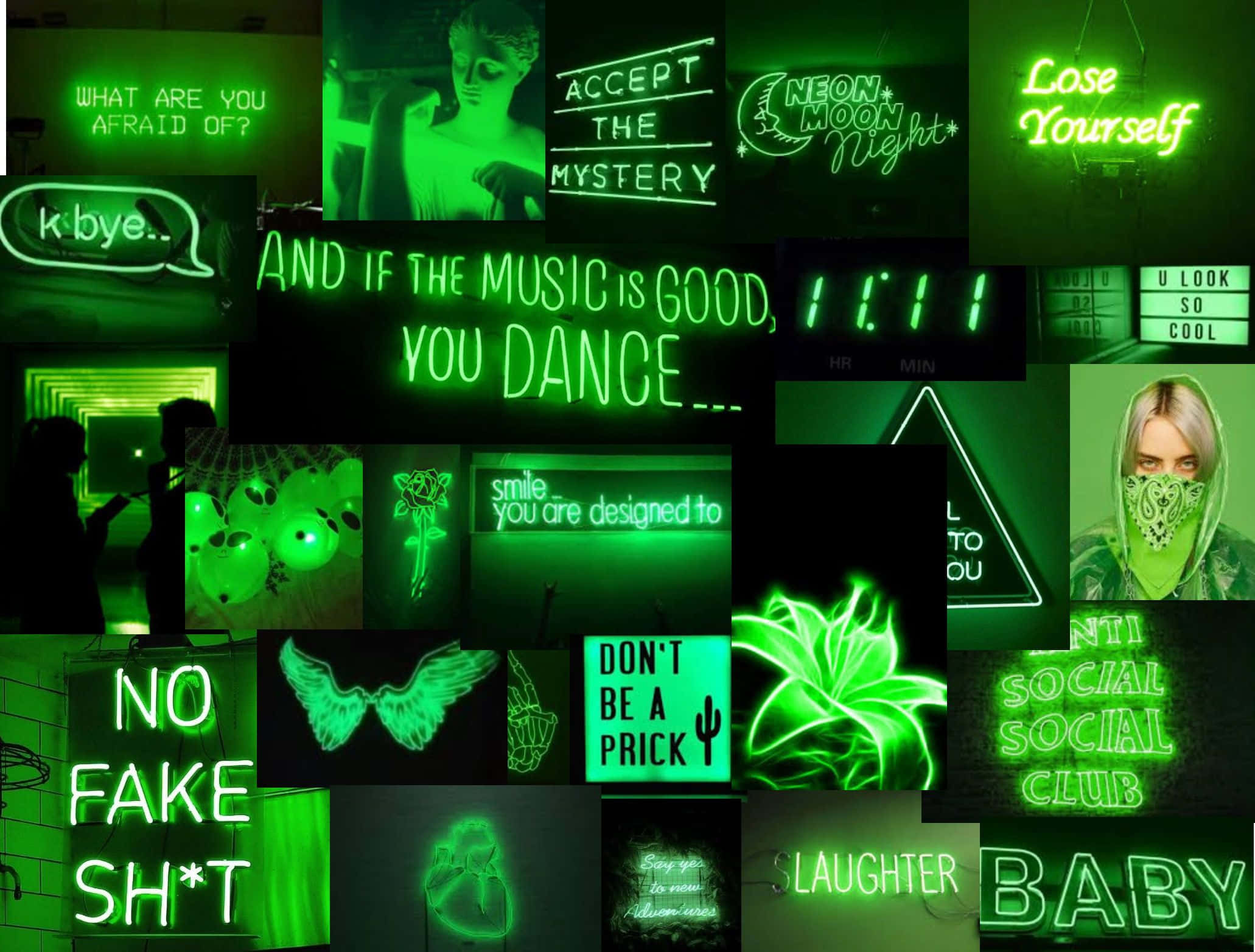Picha za Kijani za Neon Zenifu Picha ya Ukuta