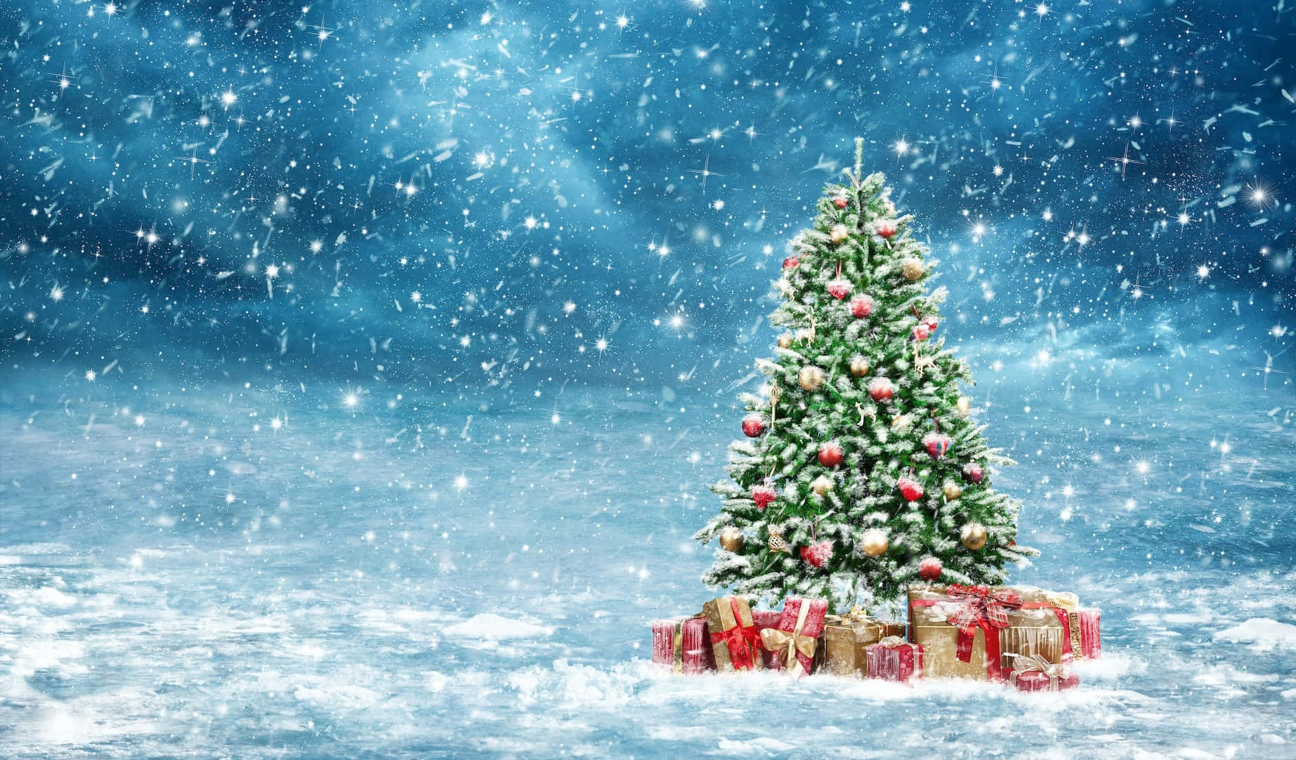 Picha za Krismasi na Theluji Picha ya Ukuta