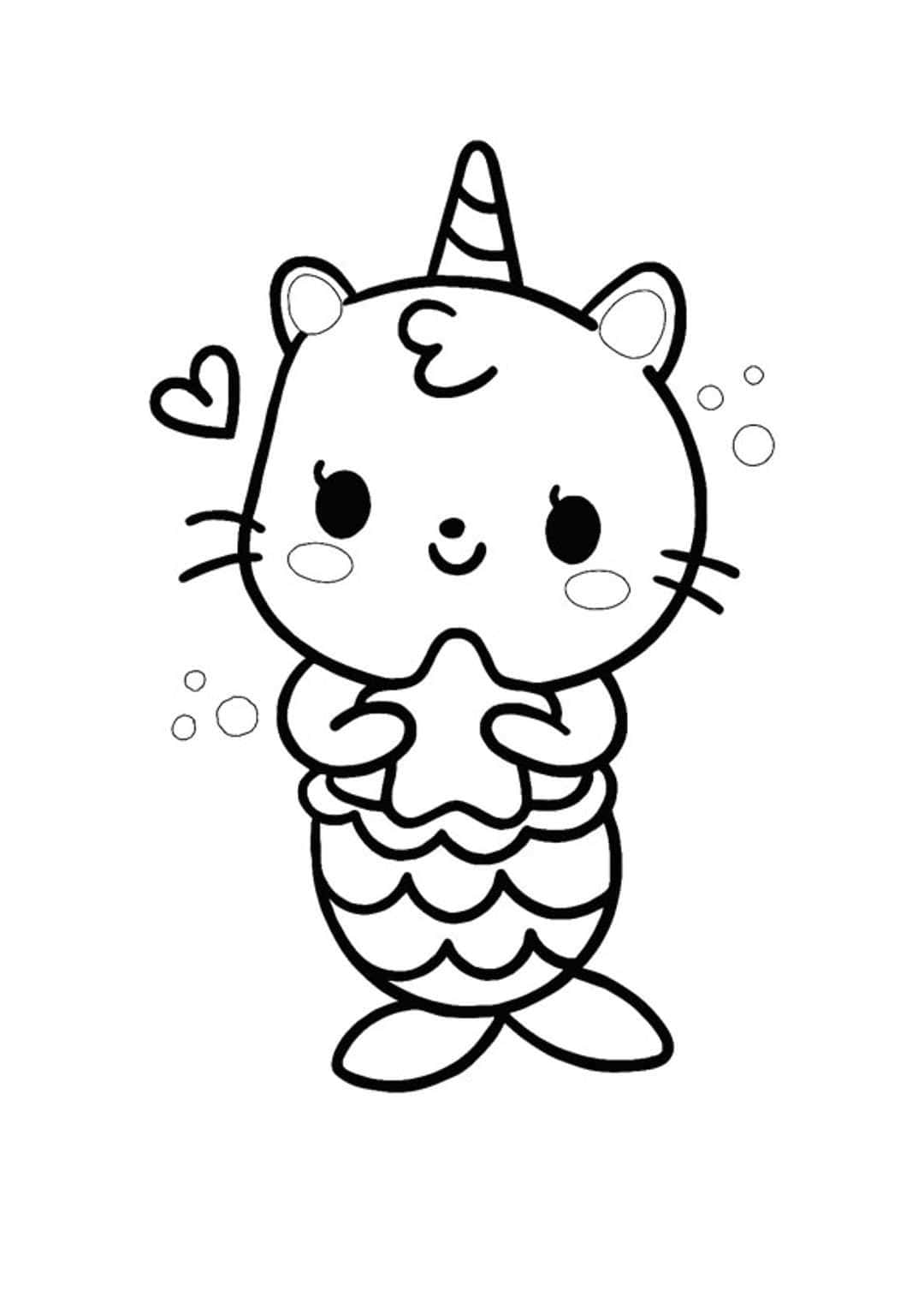 Picha za Kupaka Rangi za Paka wa Mermaid na Unicorn Picha ya Ukuta