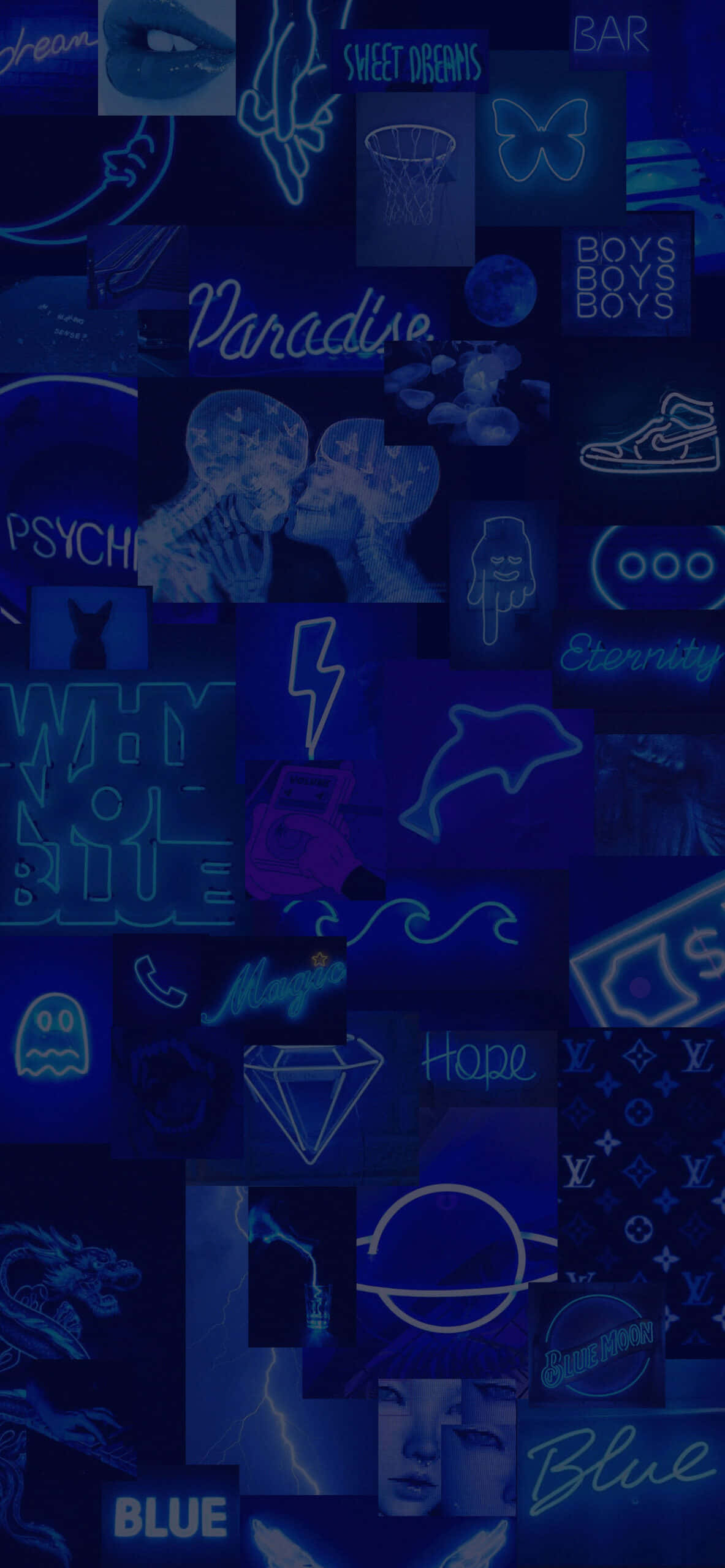 Picha za Kuvutia za Neon Bluu za Giza Picha ya Ukuta