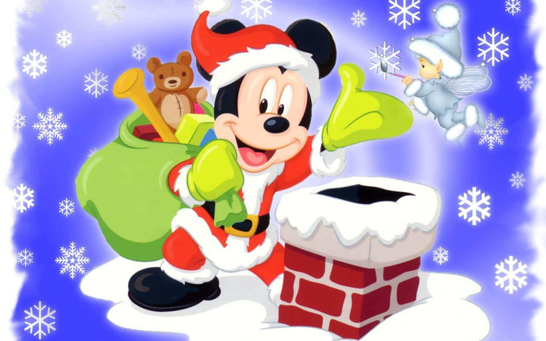 picha za mandhari za Krismasi za Mickey Mouse Picha ya Ukuta