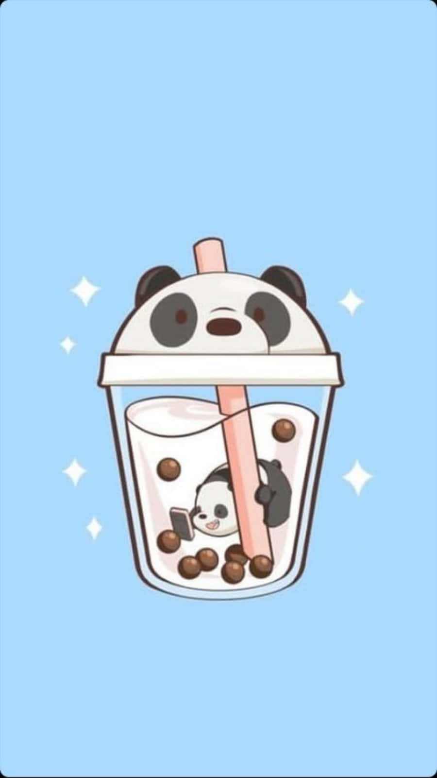 Picha za Panda Mrembo wa Chai ya Maziwa Picha ya Ukuta