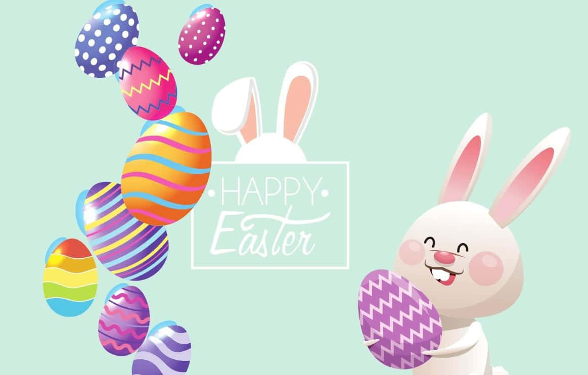 Picha za Pasaka za Bunnies na Mazingira ya Mazingira Picha ya Ukuta
