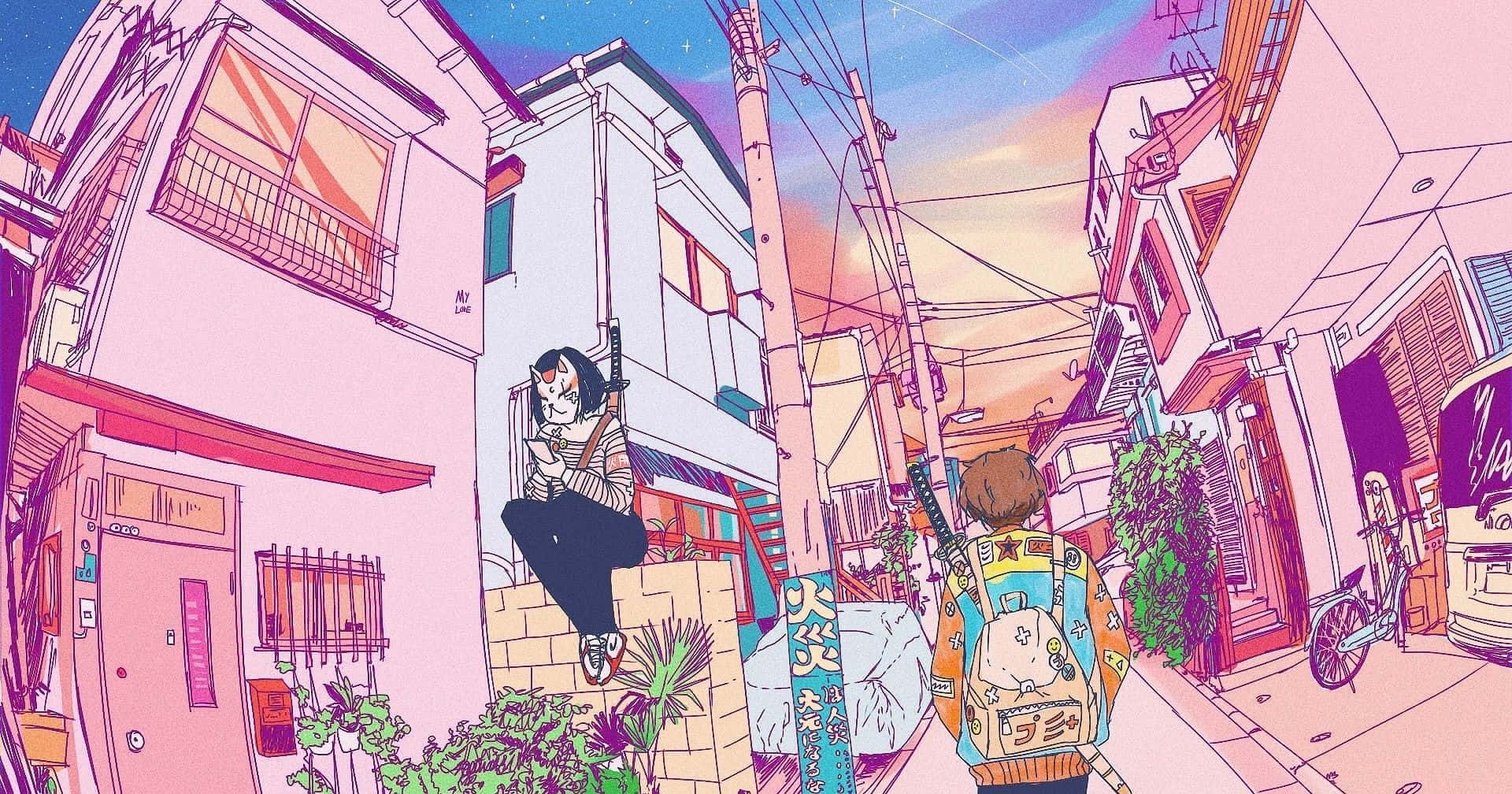 Picha za Pink Anime Aesthetic Picha ya Ukuta