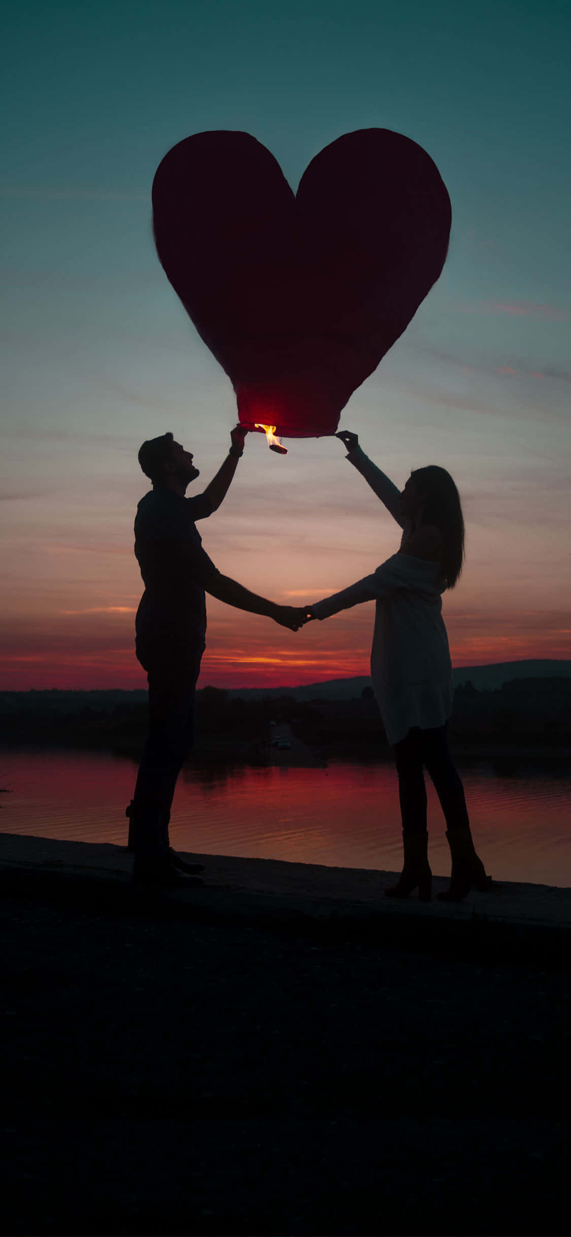 Picha za Silhouette za Wapenzi Picha ya Ukuta