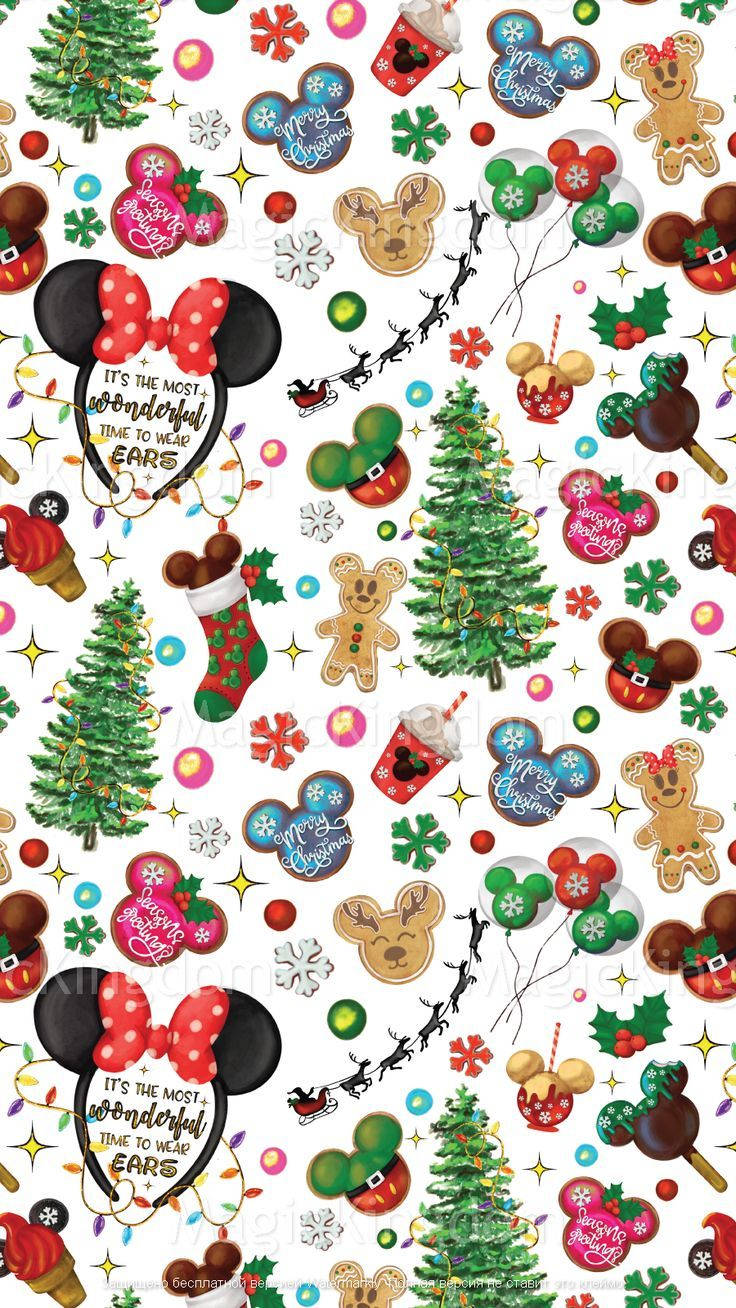 Picha za Simu za Krismasi za Wahusika Wazuri wa Disney Picha ya Ukuta