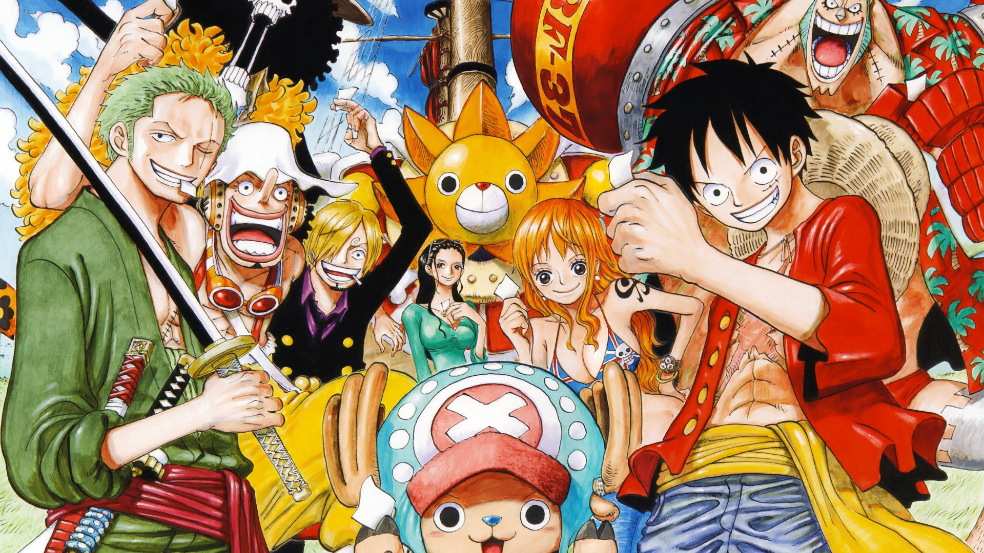 Picha za Wahusika Wakuu wa One Piece Picha ya Ukuta