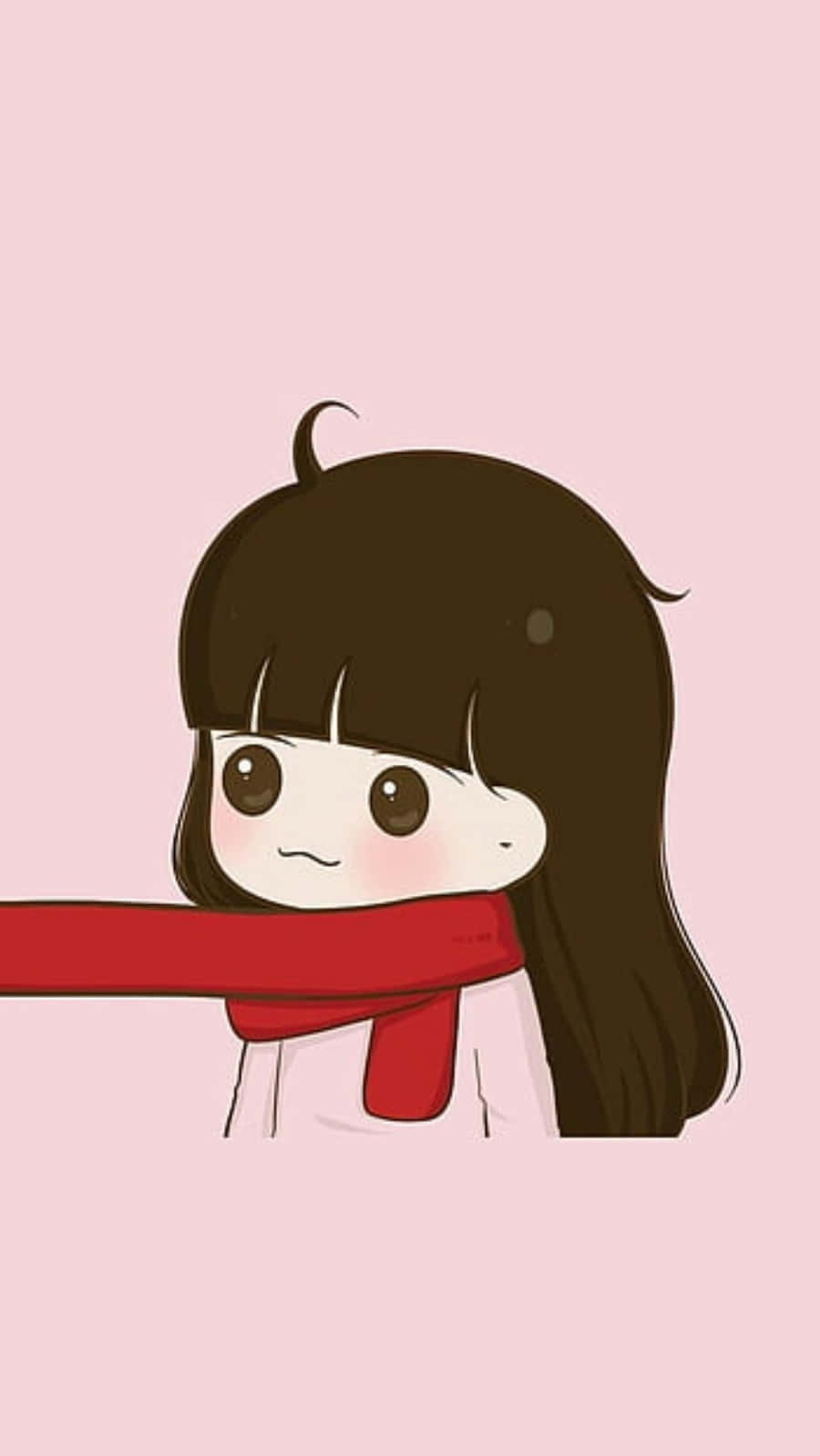 Picha za Wasichana Wazuri wa Anime Wenye Skafu Nyekundu Picha ya Ukuta