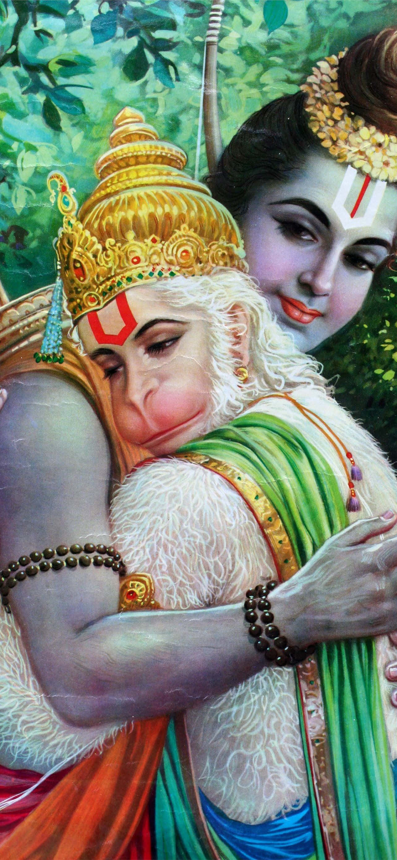 Picture Of Hanuman And Rama Embracing Picha ya Ukuta