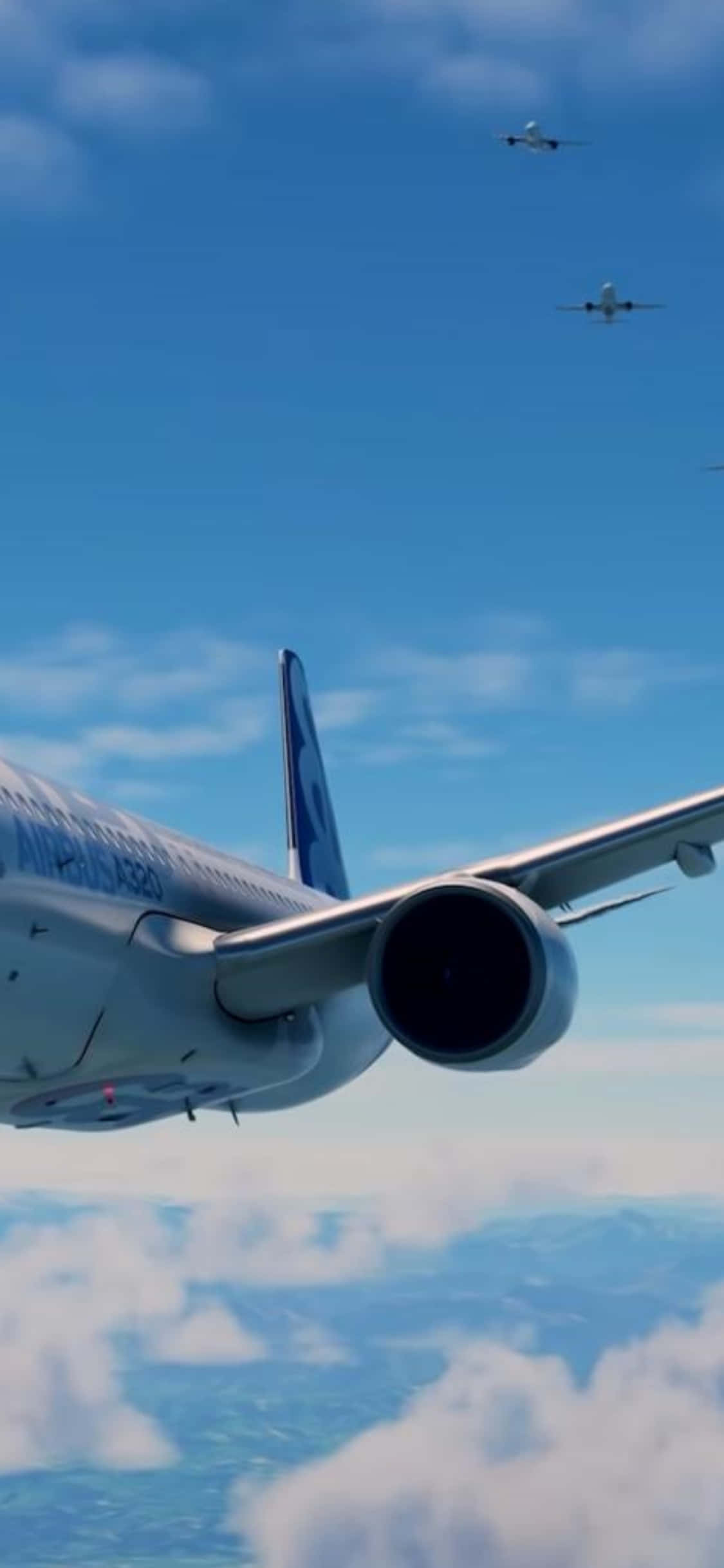 Tandika Mwendo wa Upepo Kutoka Kwa Kila Mahali na Microsoft Flight Simulator kwenye iPhone Xs Picha ya Ukuta