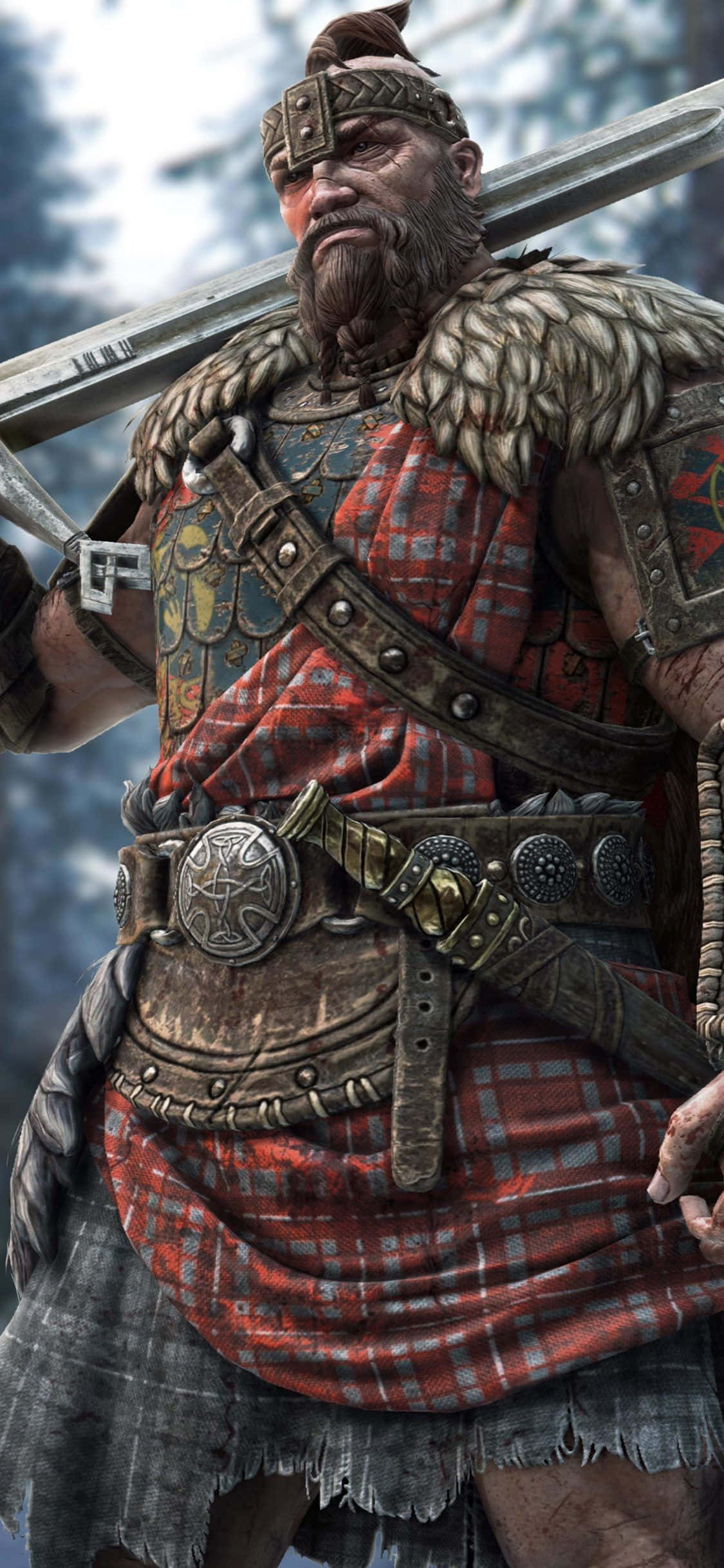 Piga kama Highlander katika mchezo wa kuvutia wa vitimbi mtandaoni, For Honor. Picha ya Ukuta