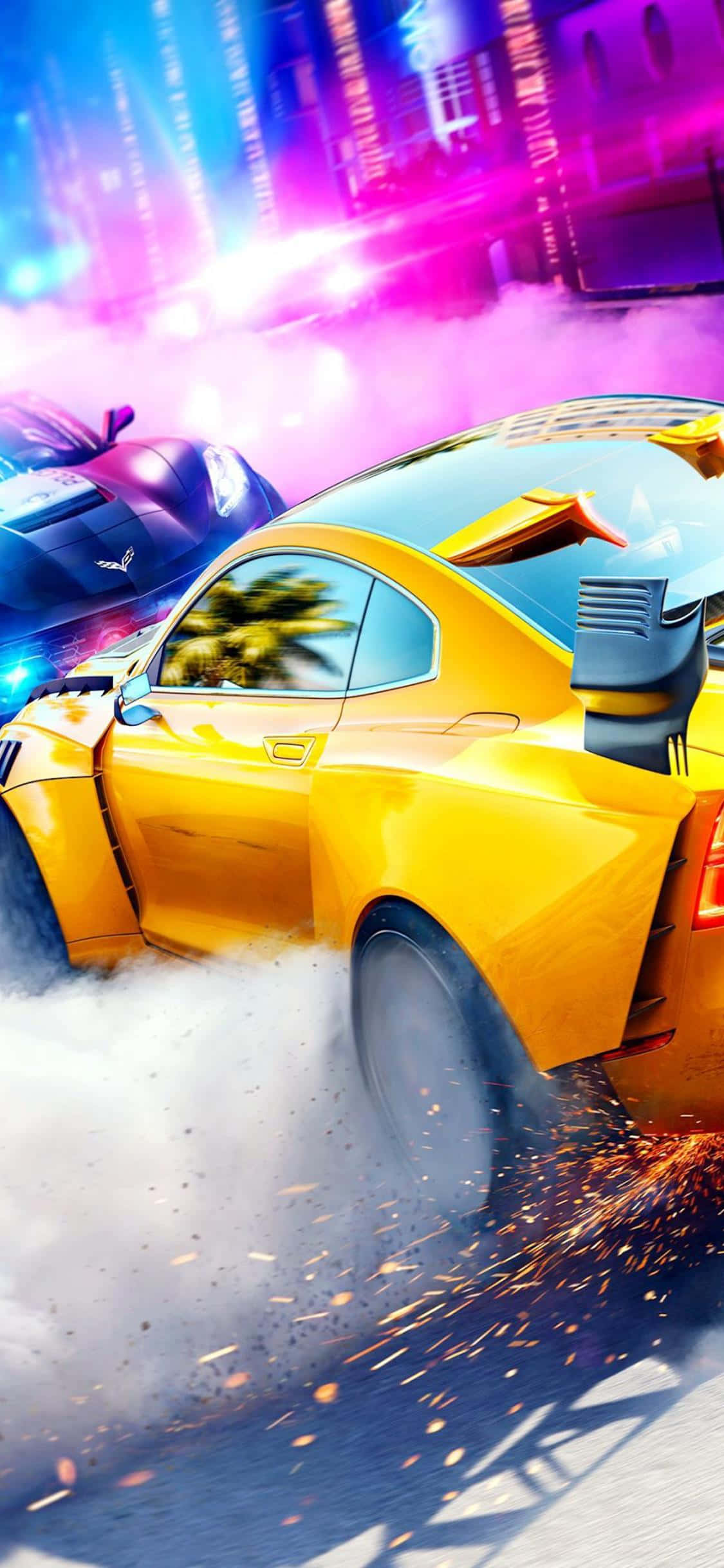 Piga zaidi ya wafuasi wako katika Need for Speed Heat kwenye iPhone Xs Picha ya Ukuta