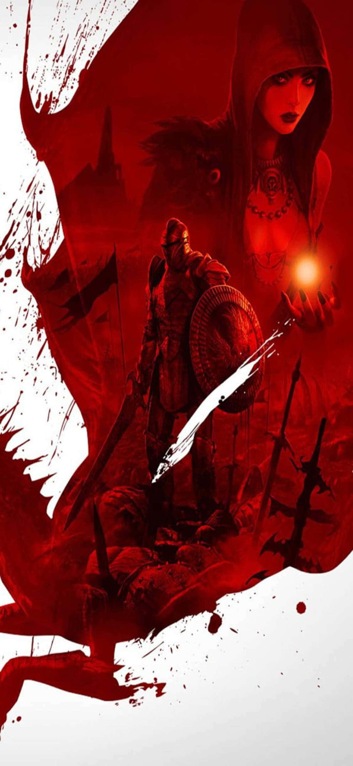 Piga Hatua Ndani ya Dunia ya Mchezo wa Kufikiria na iPhone XS na Dragon Age Inquisition Picha ya Ukuta