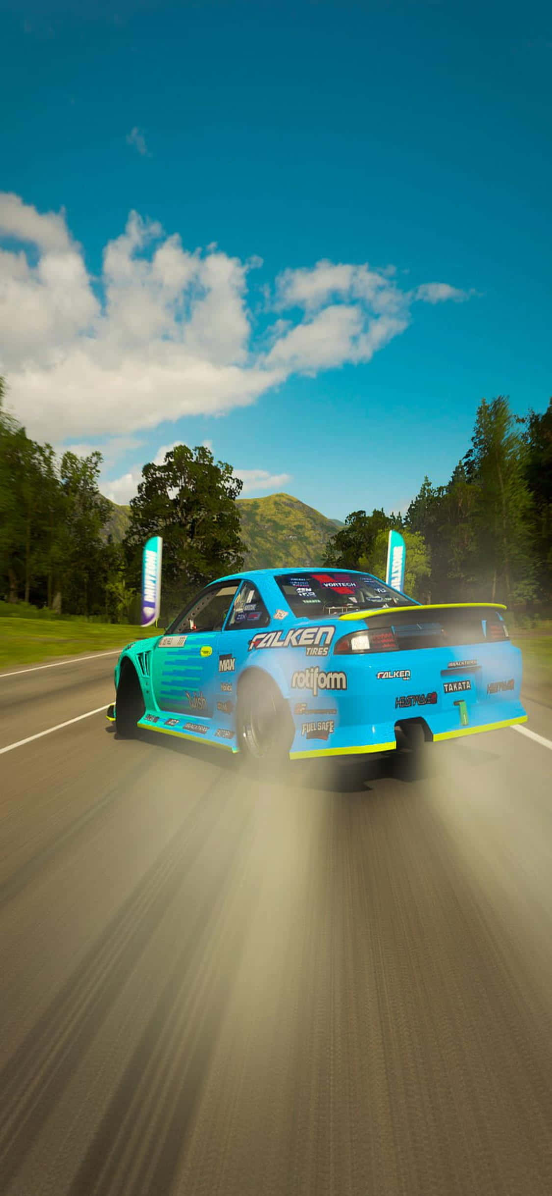 Piga mbele ya kundi na Forza Horizon 4 kwenye iPhone Xs Picha ya Ukuta