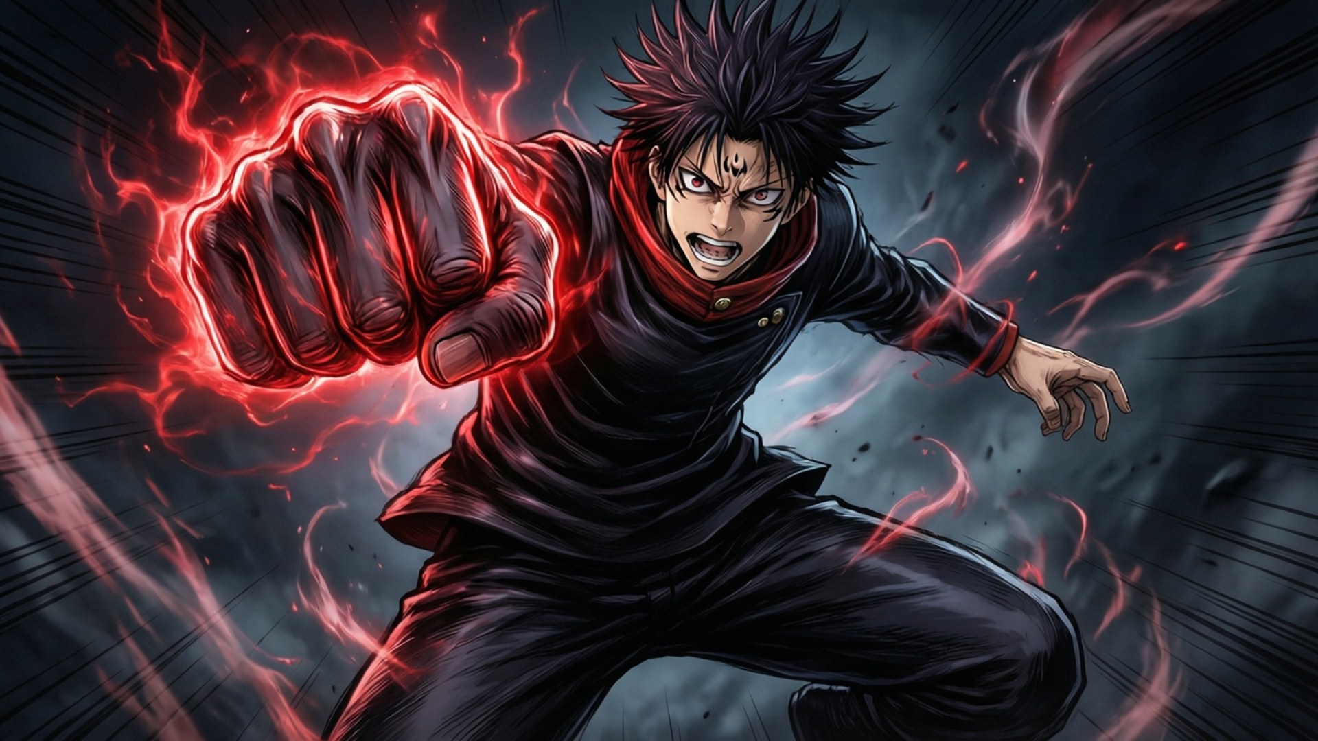 Pigo la Black Flash la Yuji Picha ya Ukuta