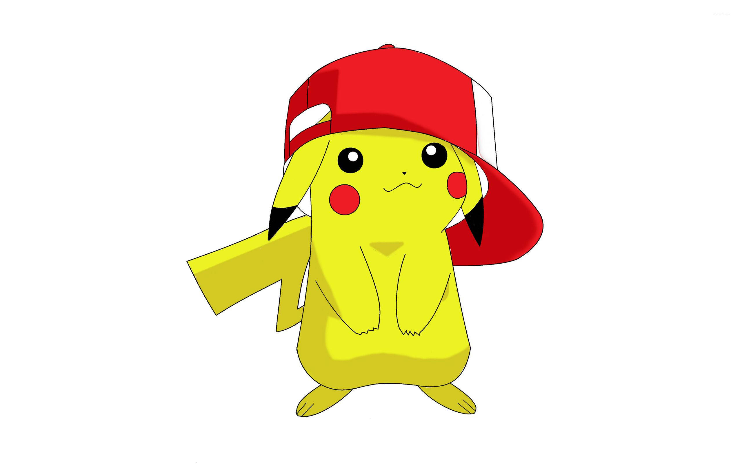 Pikachu Amevaa Kofia Kubwa ya Manjano Picha ya Ukuta