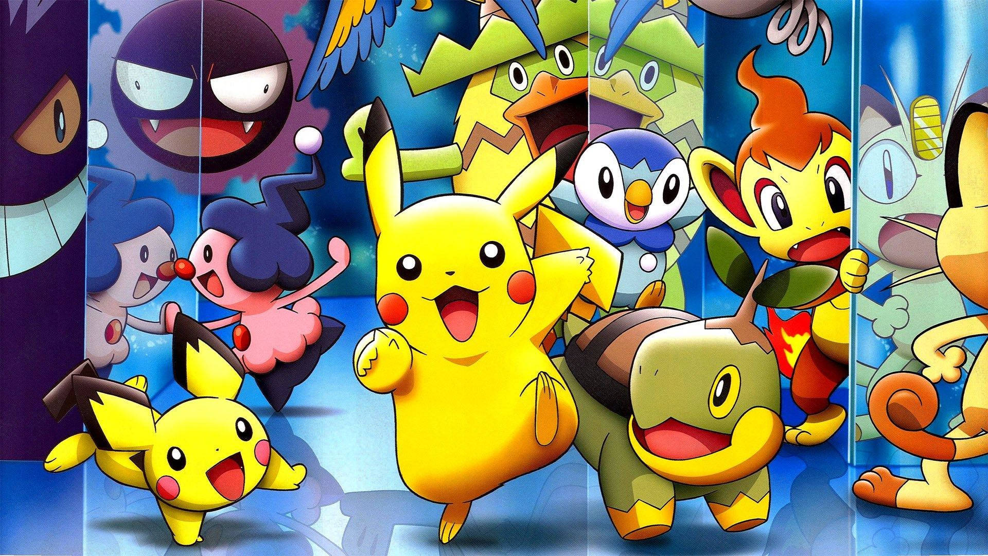 Pikachu na Marafiki Wanaungana Picha ya Ukuta