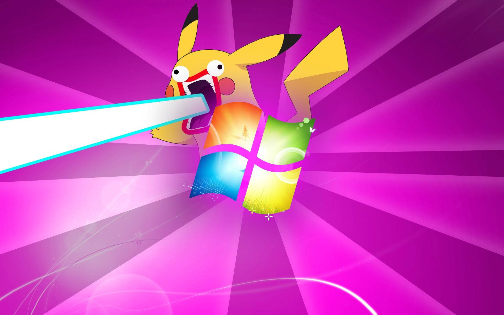 Pikachu wa Windows wa Anime wa Kuchekesha Picha ya Ukuta