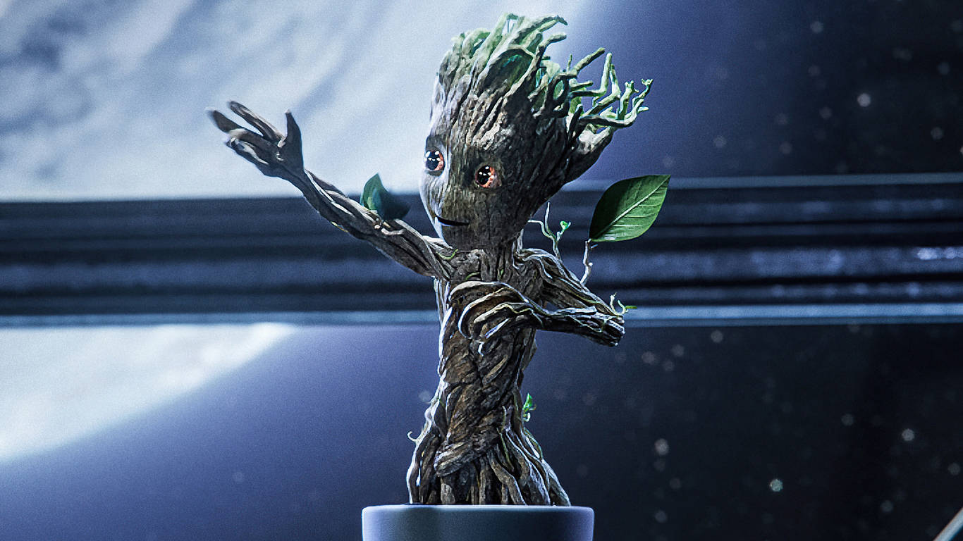 Pikseli 1366 x 768 ya Mtoto Groot wa Marvel Picha ya Ukuta