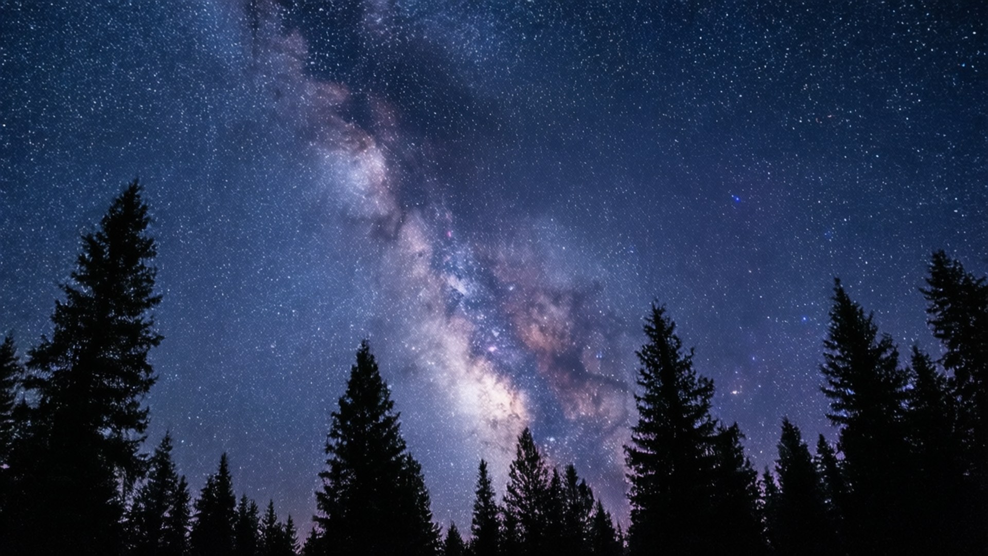 Pines za Milky Way Picha ya Ukuta