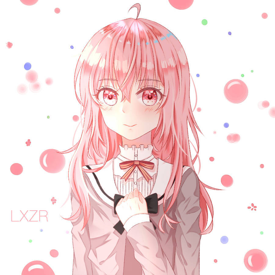 Pink Aesthetic PFP ya Msichana Mrembo wa Anime Picha ya Ukuta