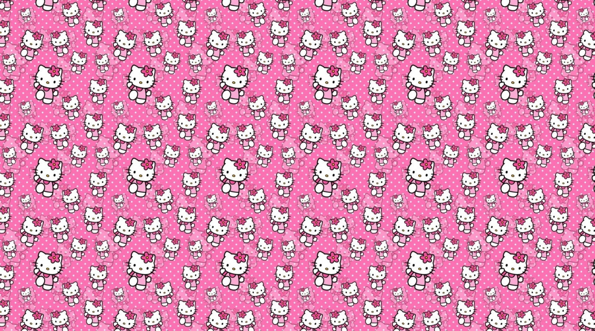 Pink Hello Kitty Inayotembea Iliyopakia Picha Picha ya Ukuta