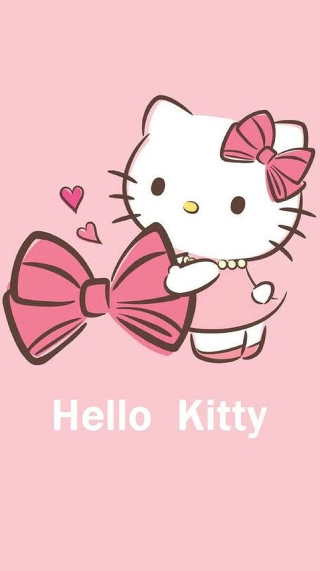 Pink Hello Kitty Akiwa na Upinde Picha ya Ukuta