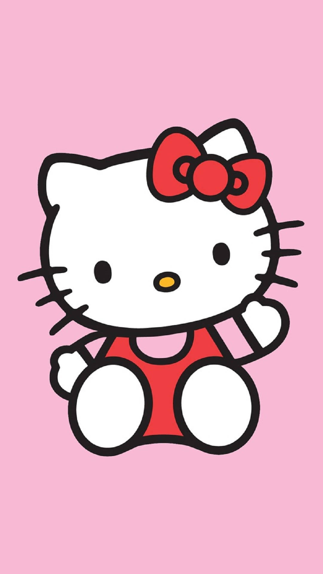 Pink Hello Kitty Akibishia Mikono na Amekaa Picha ya Ukuta