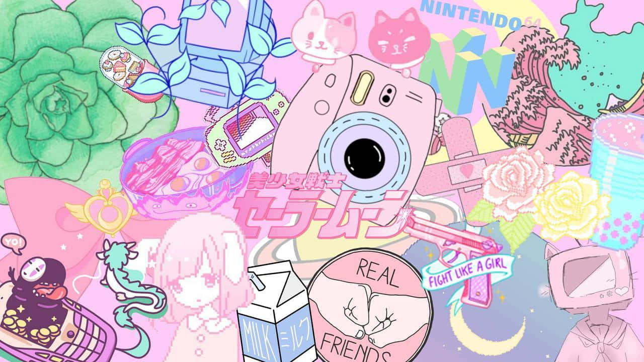 Pink Kawaii Background kwa Mazingira ya Utamu Picha ya Ukuta