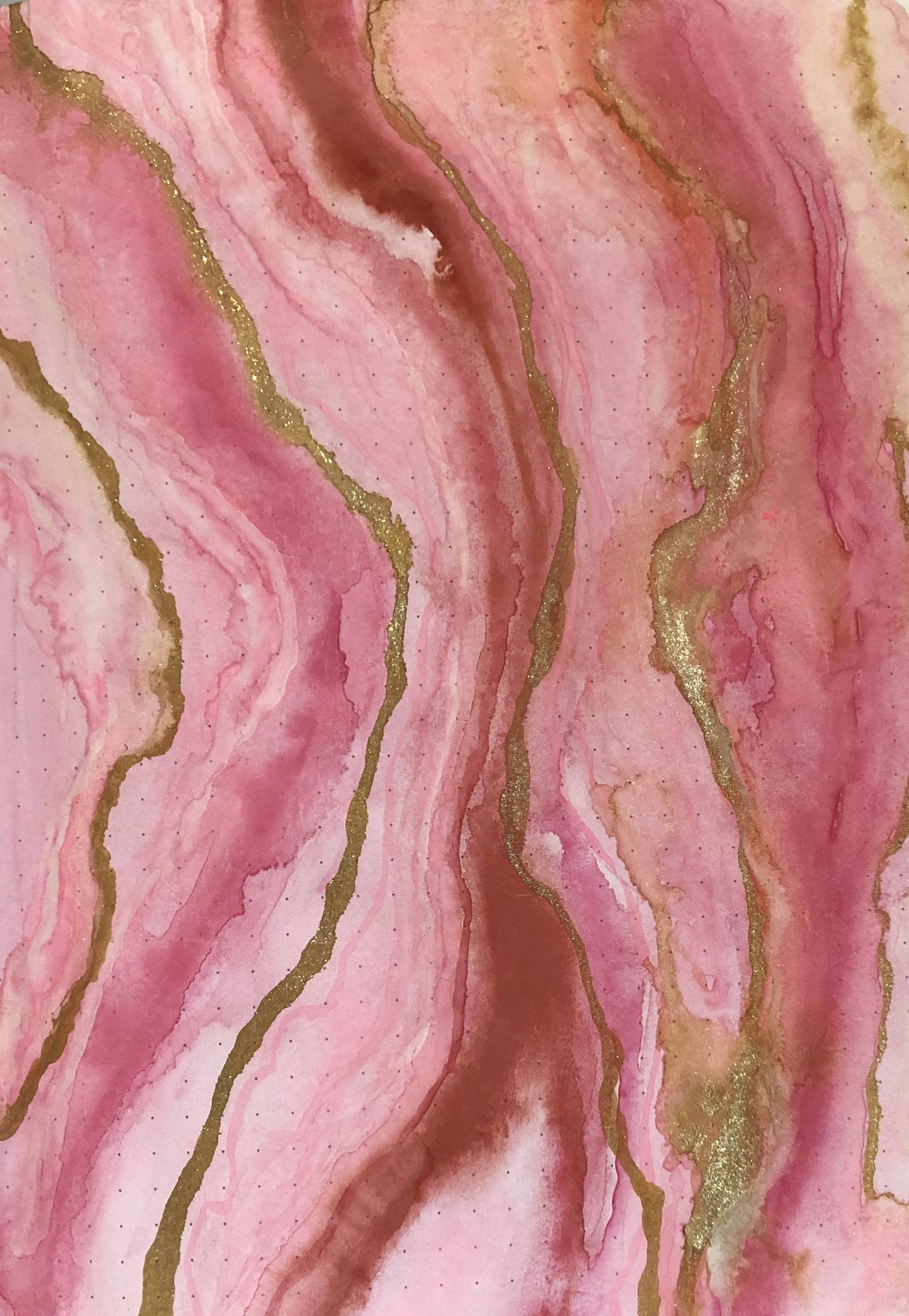 Pink Marble With Gold Glitters Picha ya Ukuta