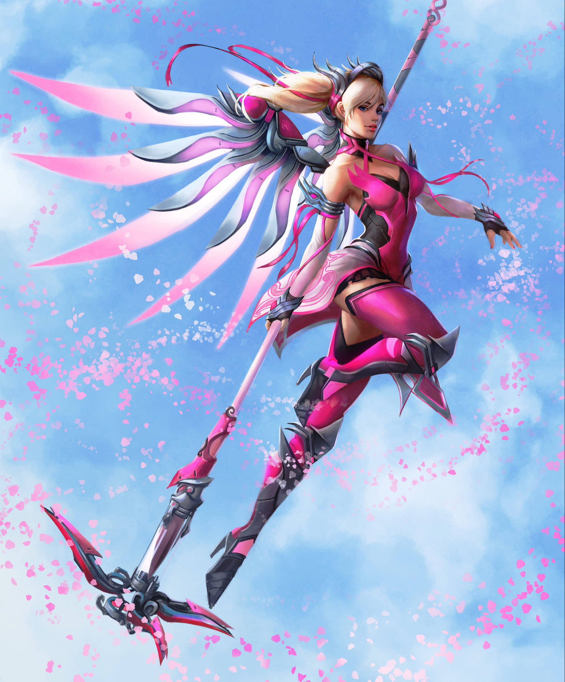 Pink Mercy na Wings Picha ya Ukuta