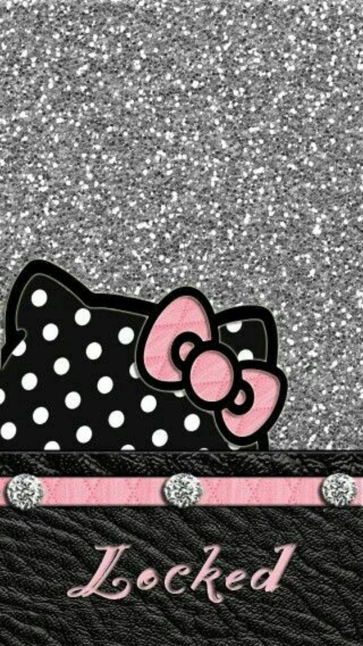 Pink na Nyeusi Hello Kitty Picha ya Ukuta