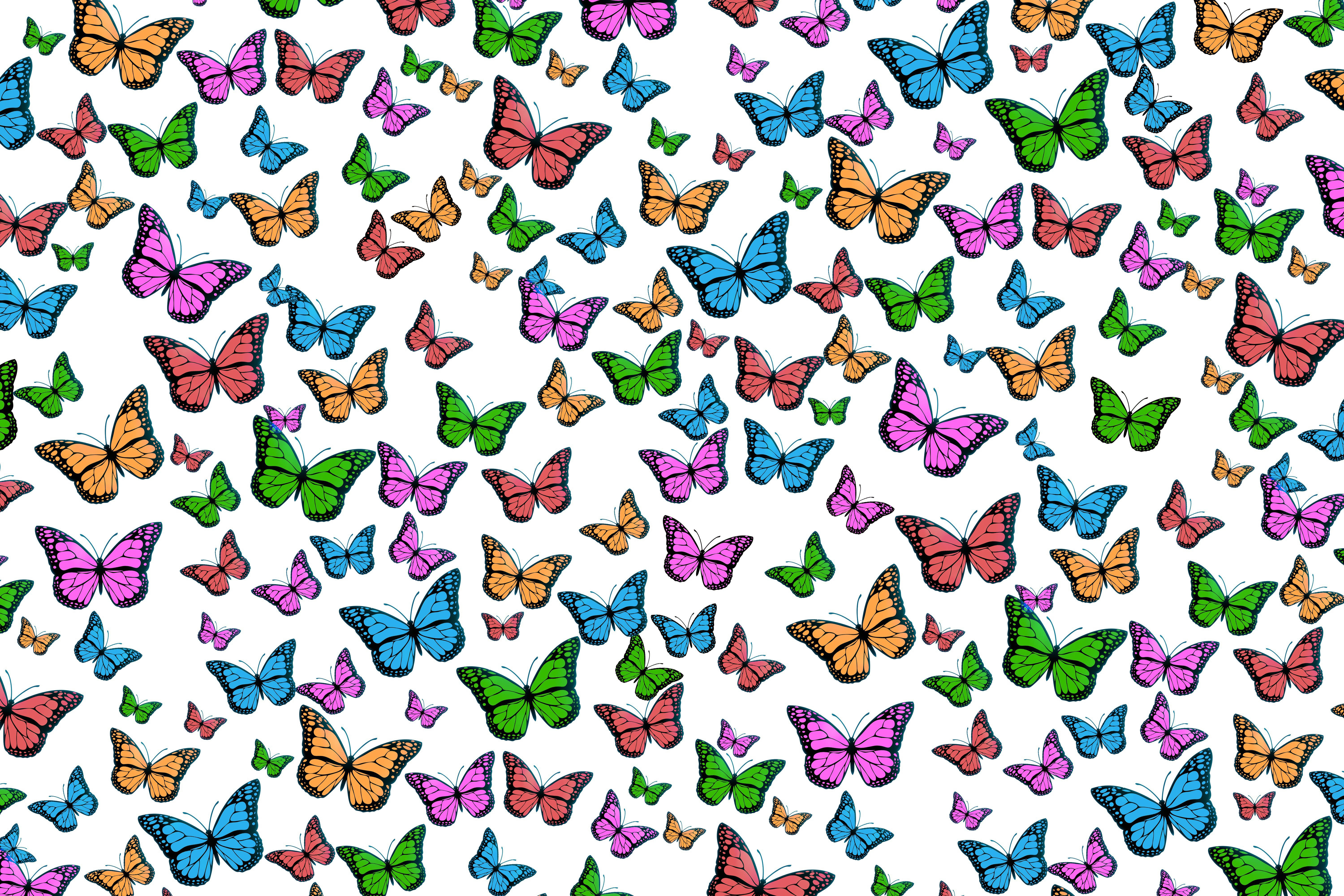 Pink Pemberi Kipenzi Kipepeo Kaleidoscope Na Kipepeo Wengine Picha ya Ukuta