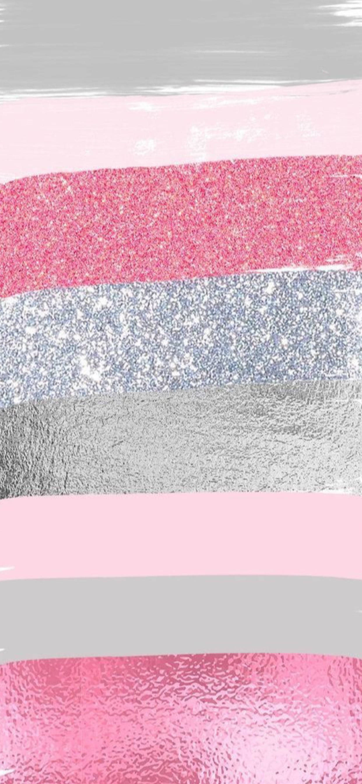 Pink Silver Glitter Stripes Picha ya Ukuta