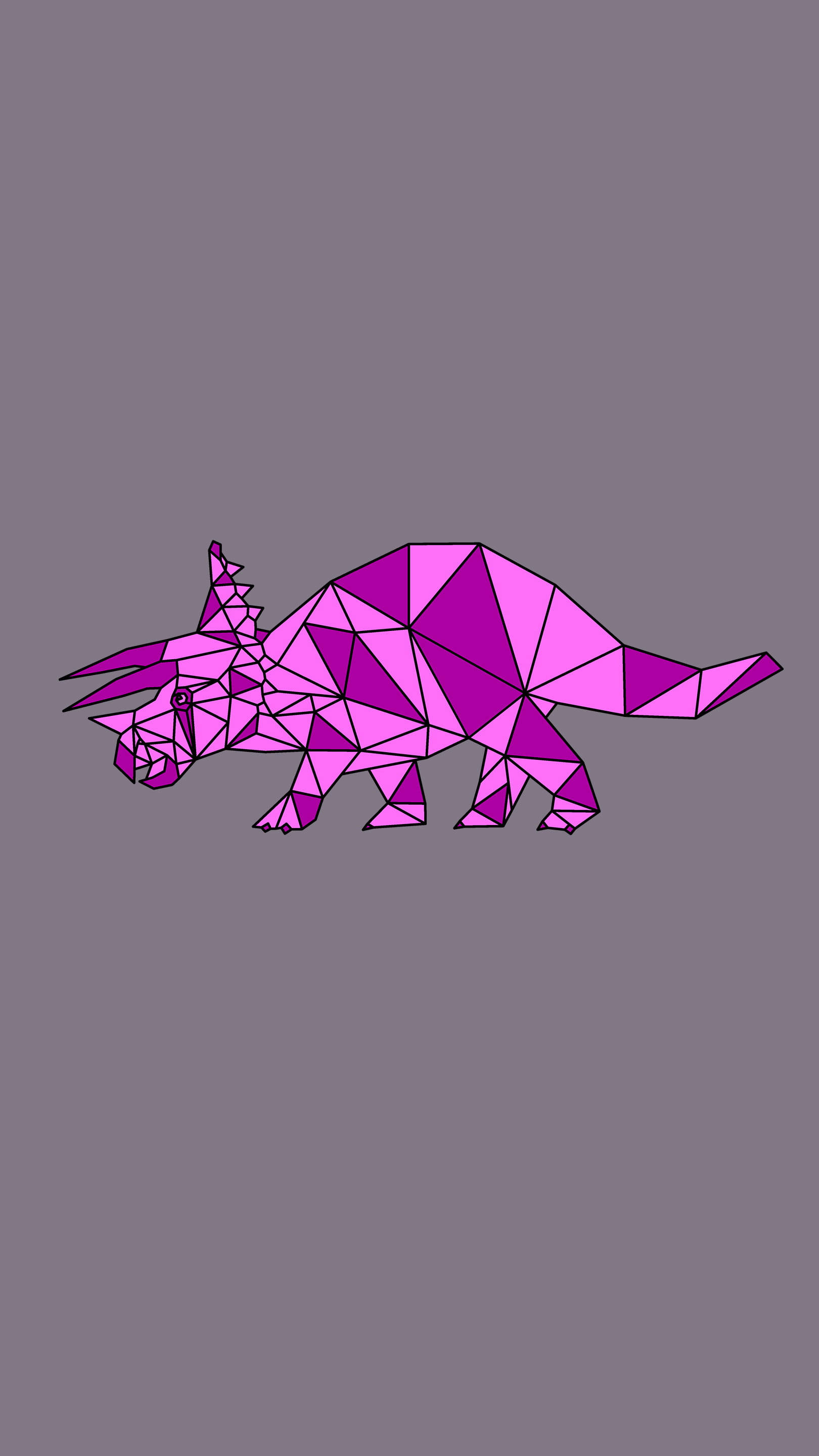 Pink ya Kupendeza ya Dinosaur ya Kijiometri Styracosaurus Picha ya Ukuta