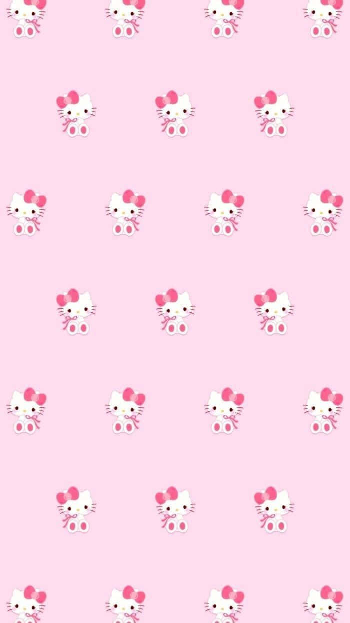 Pipi Nyingi Za Hello Kitty Za Rangi Ya Waridi Picha ya Ukuta
