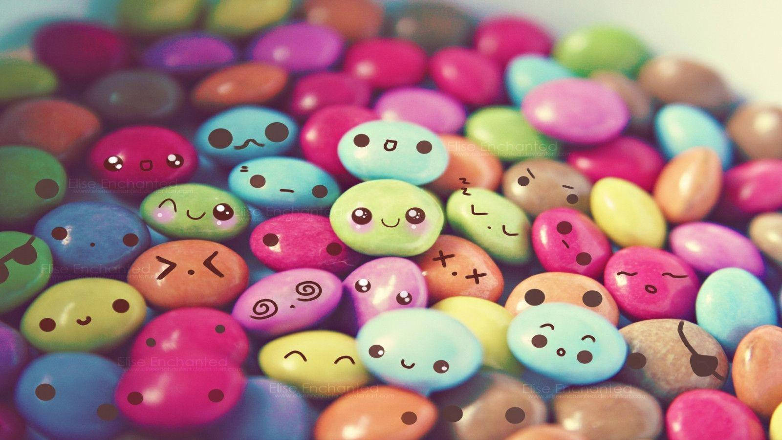 Pipi Zenye Emojikoni za Kupendeza kwa Kompyuta Picha ya Ukuta