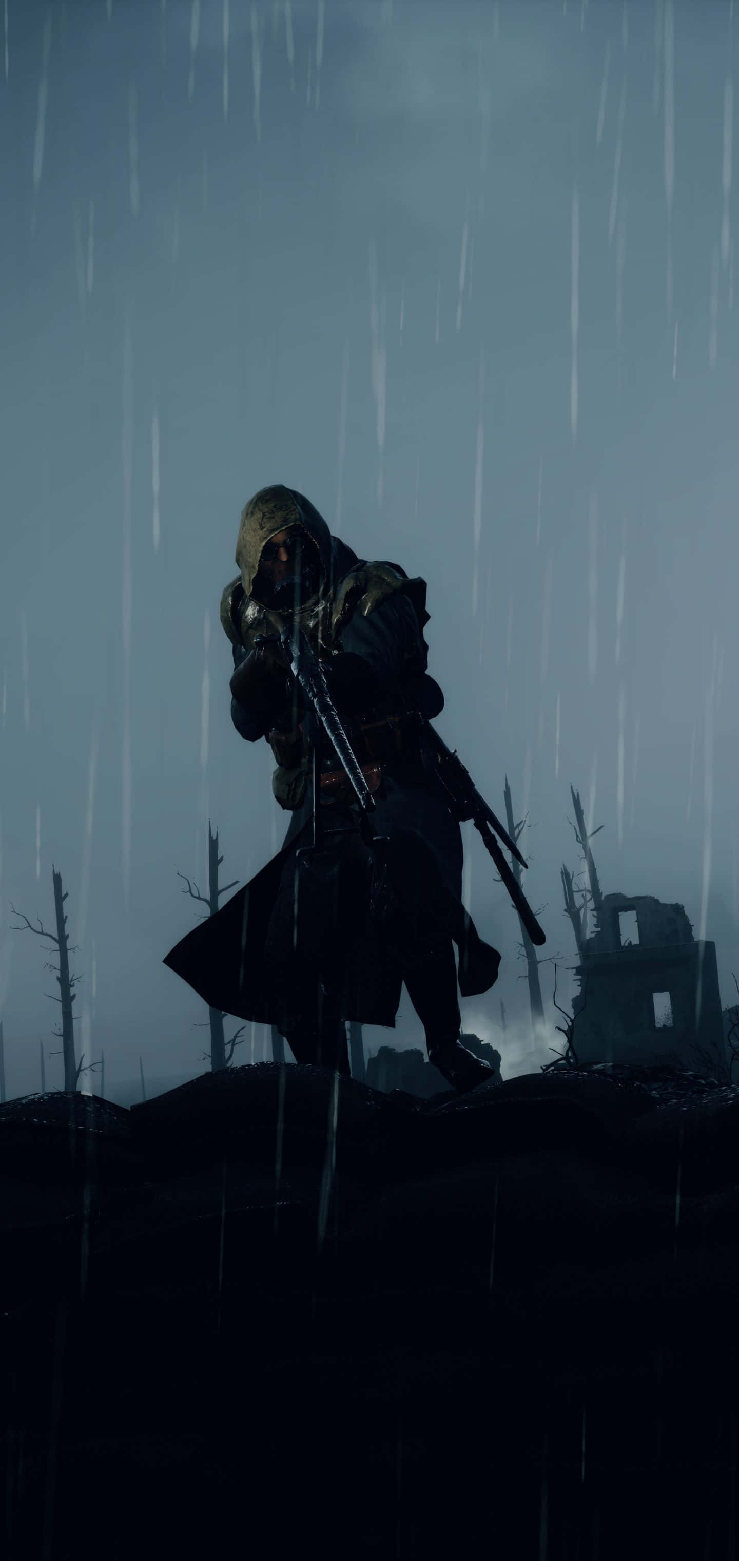 Pixel 3xl Battlefield 1 Mandhari Askari Mwenye Kofia Katika Mvua Picha ya Ukuta
