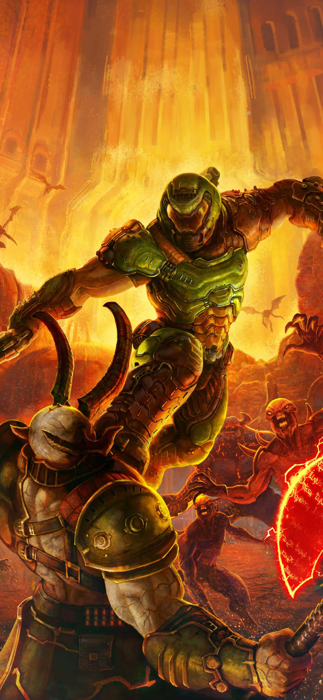 Pixel 3xl Doom Guy Kuvutia Kuvutia Kuvutia Picha ya Ukuta