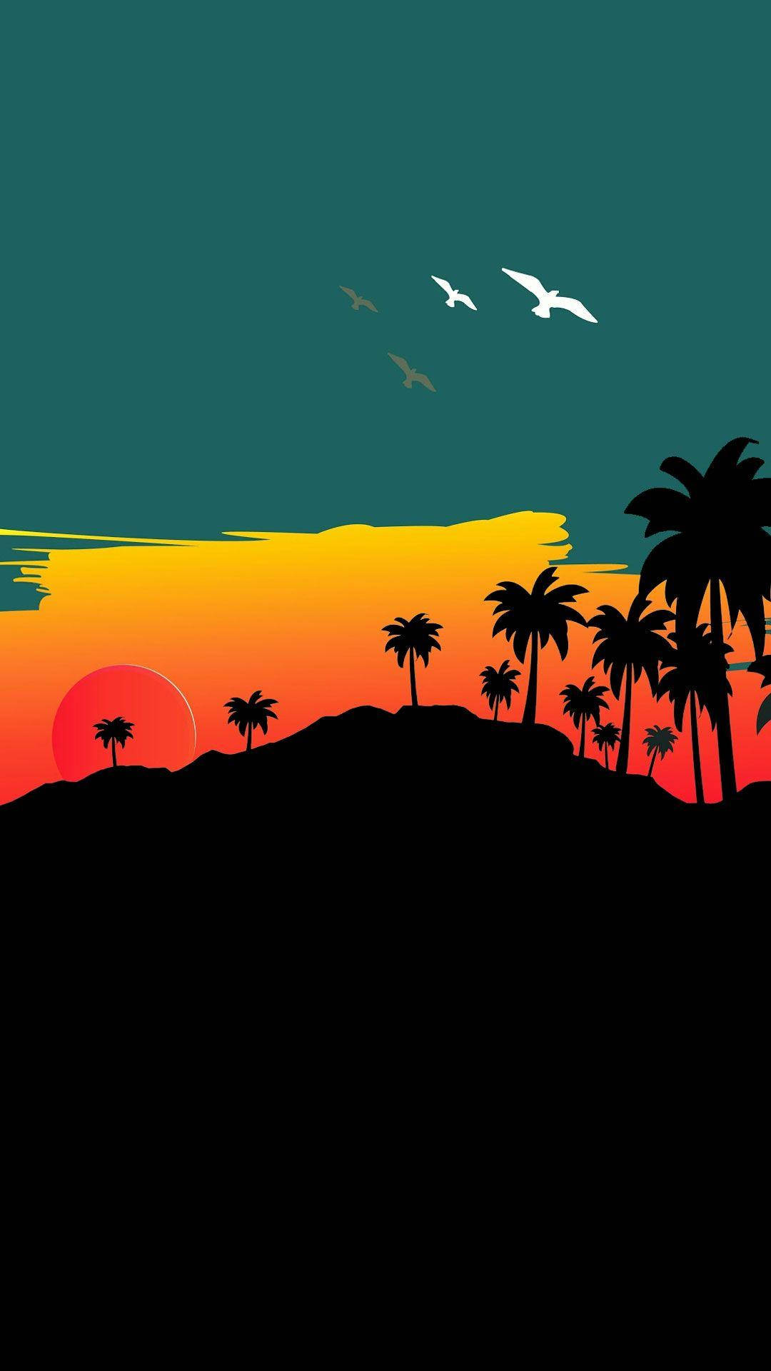 Pixel 4 Animated Tropical Island Picha ya Ukuta