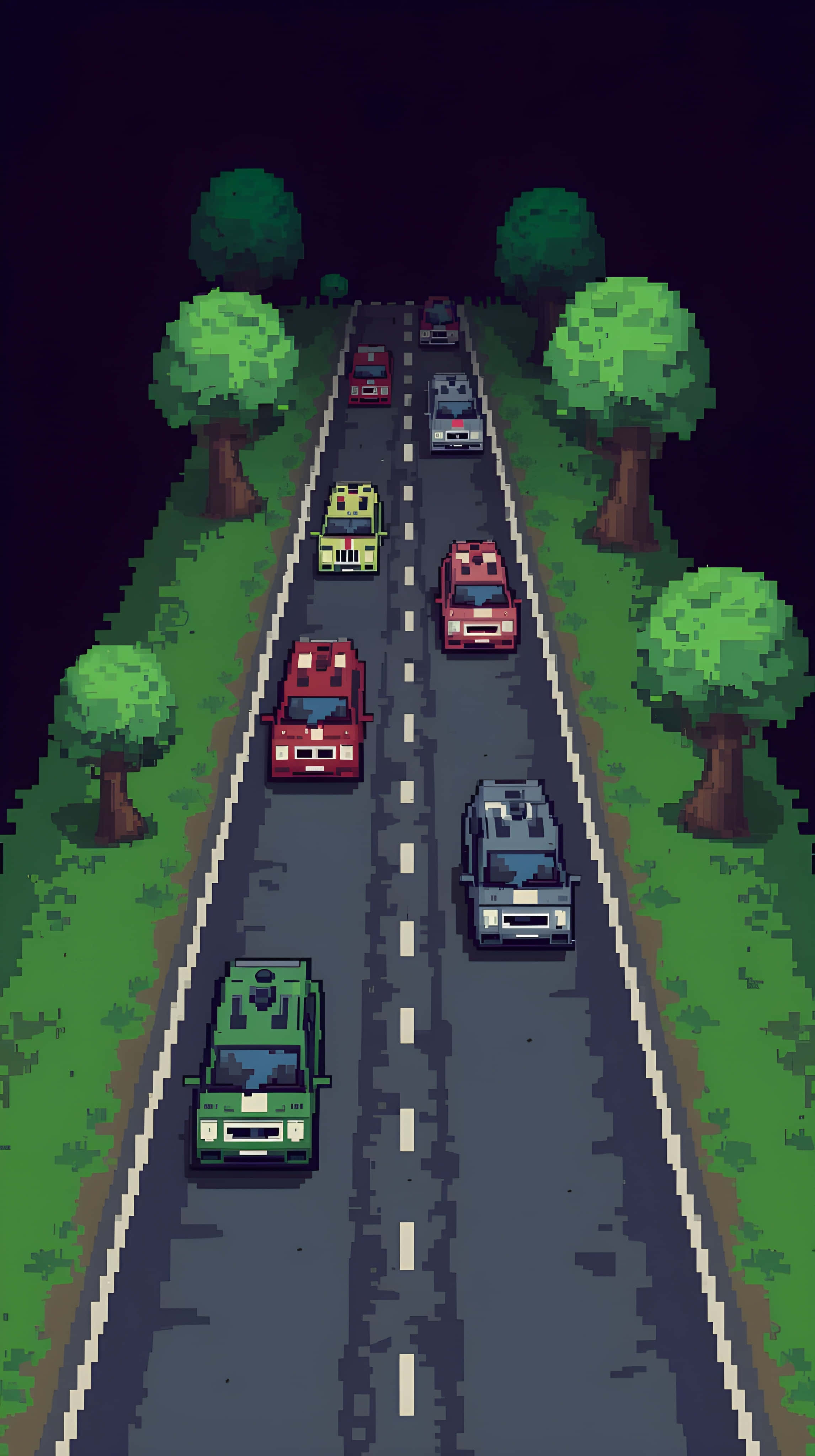 pixel car usiku Picha ya Ukuta