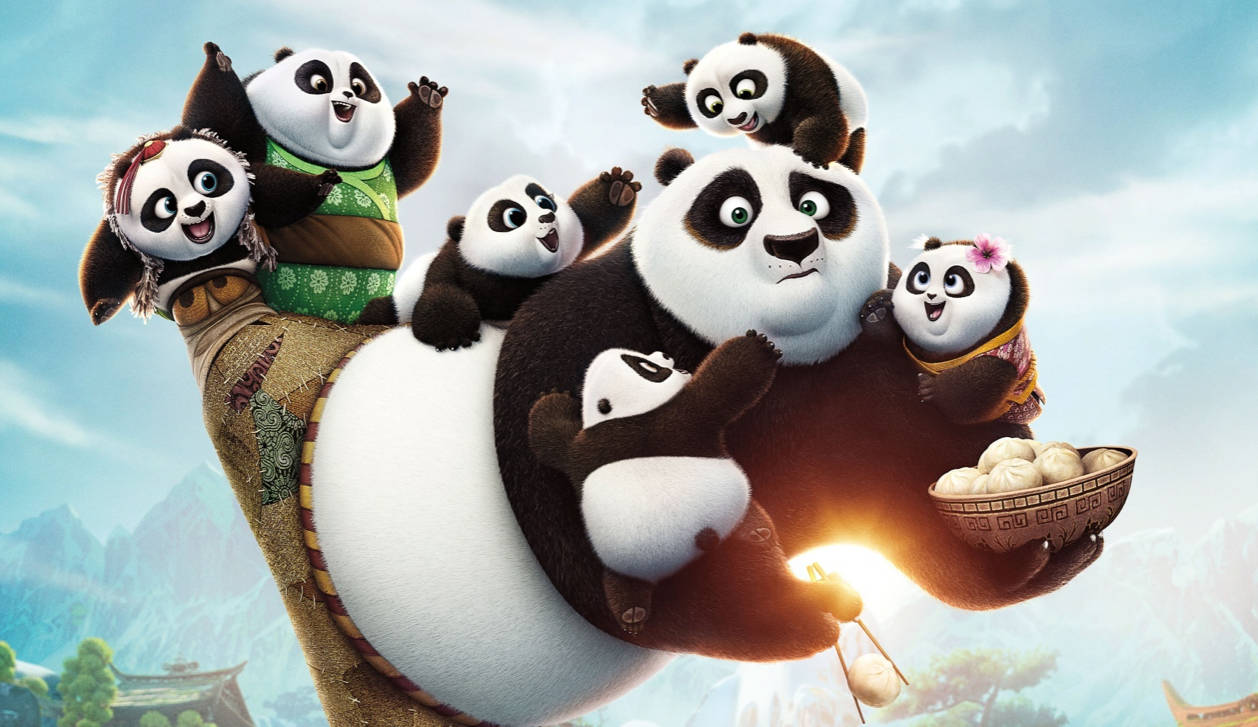Po na Panda Mdogo Katuni 4K Picha ya Ukuta